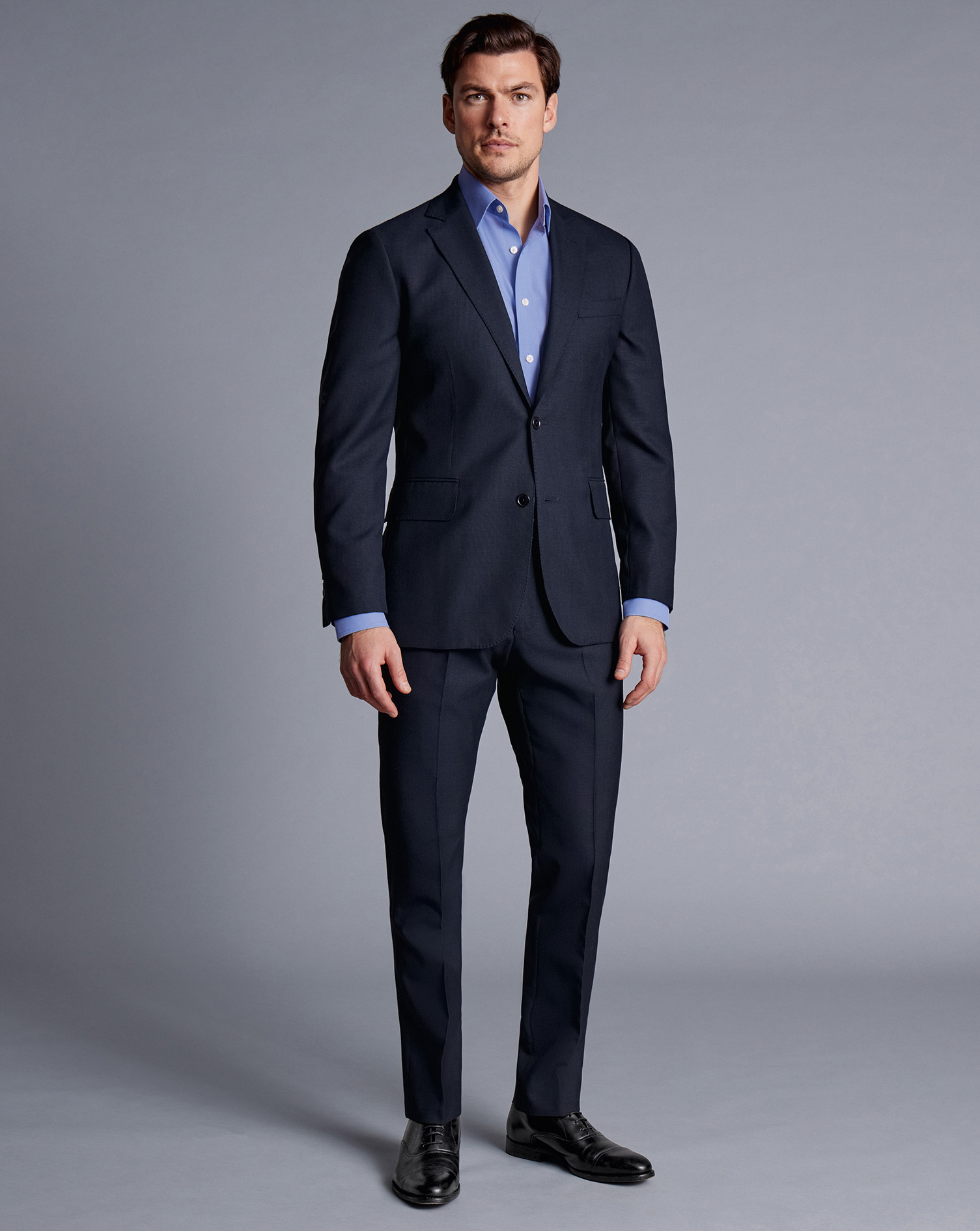 British Luxury Check Suit Jacket - Navy