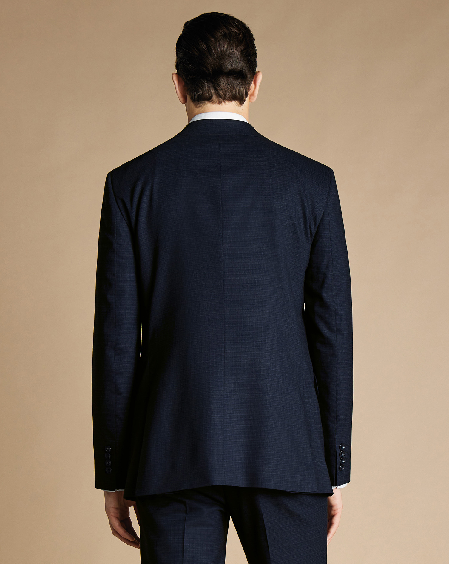 Micro Grid Check Suit Jacket - Navy