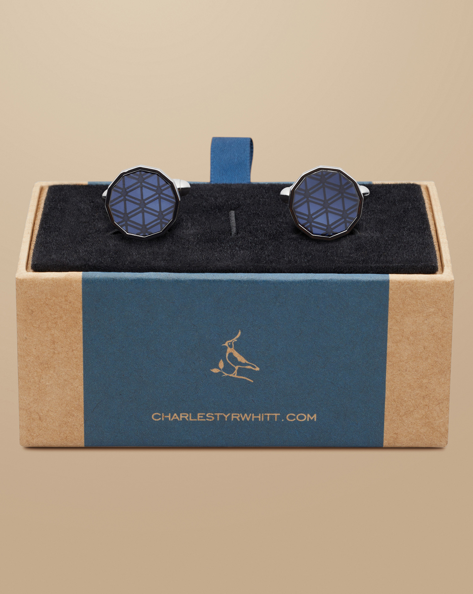 Diamond Enamel Cufflink - Navy