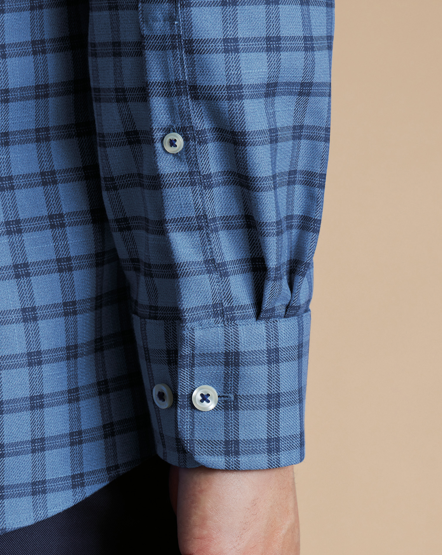 Button-Down Collar Non-Iron Twill Mid Check Shirt - Ocean Blue