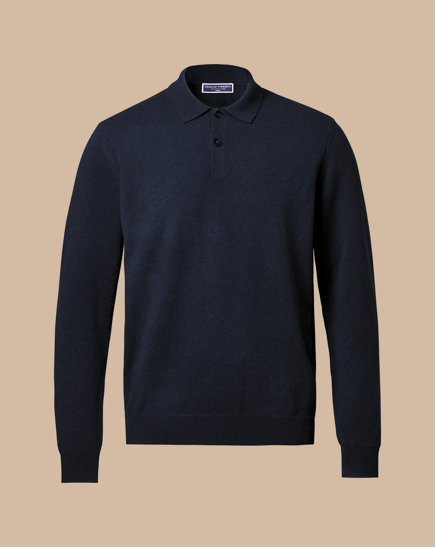 Cashmere Polo Jumper - Navy