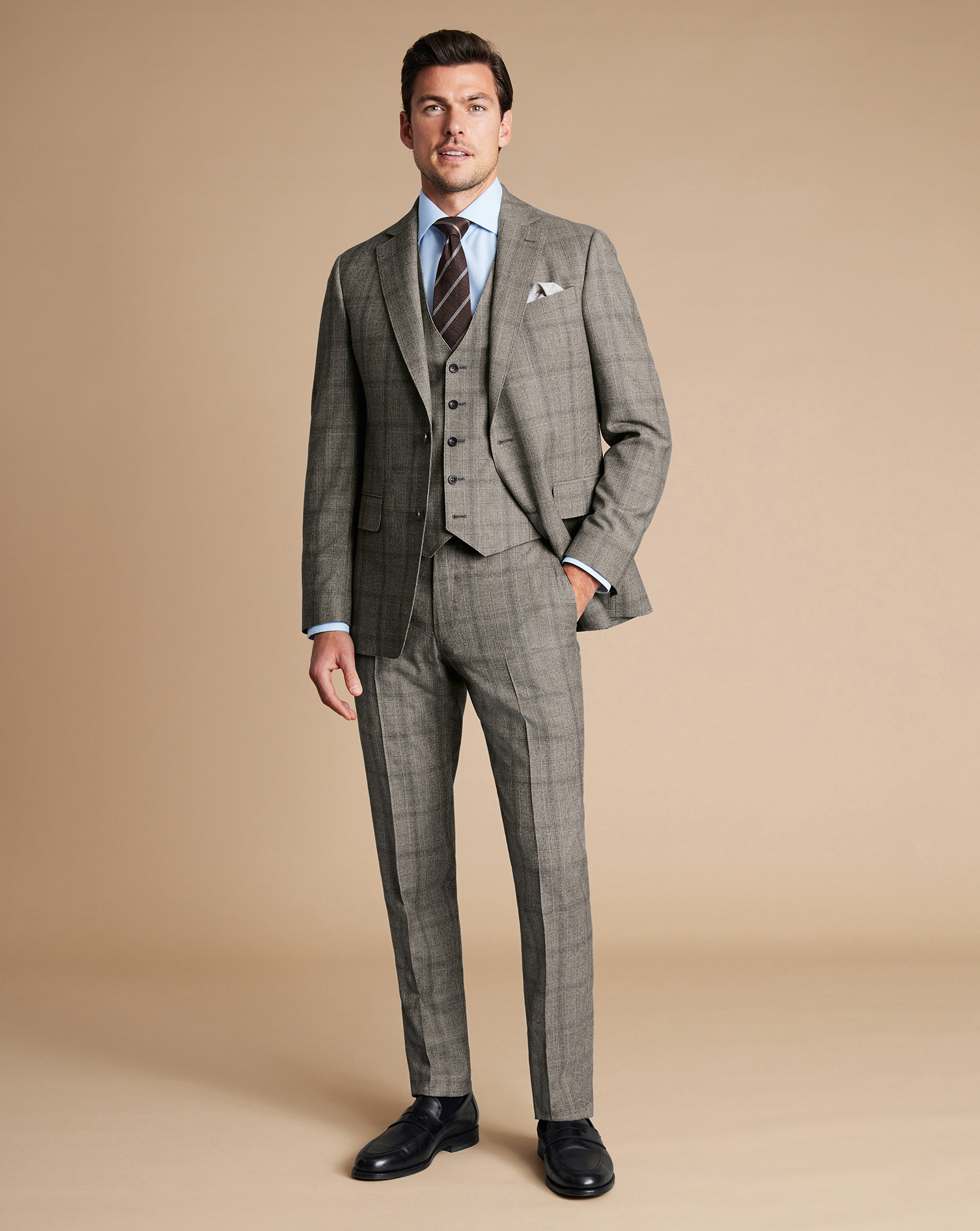 Prince of Wales Check Ultimate Performance Suit - Cappuccino