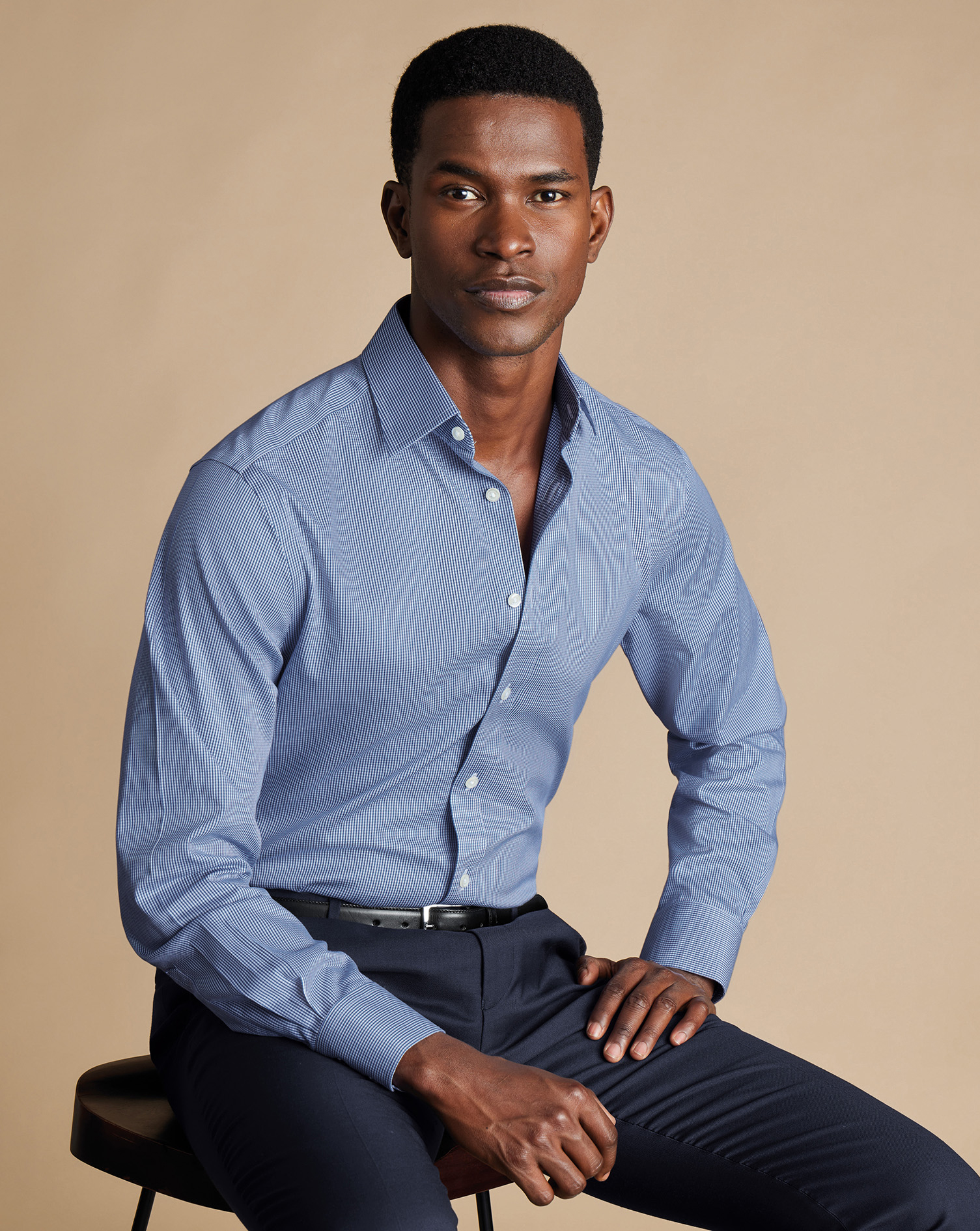 Non-Iron Puppytooth Shirt - Royal Blue