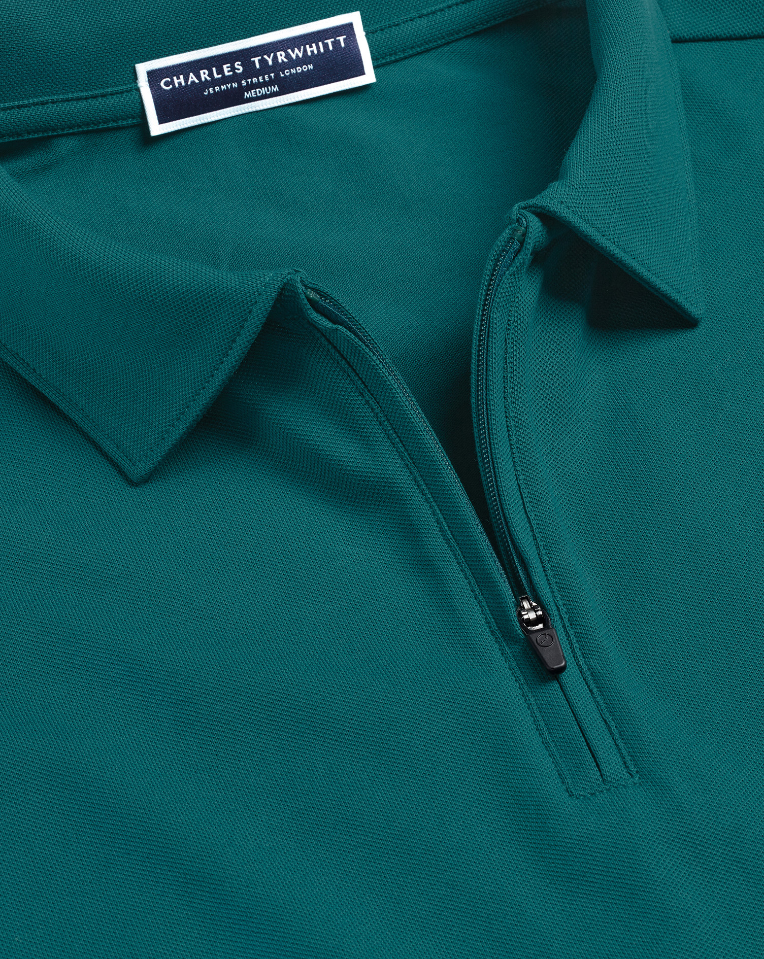 Performance Zip Neck Polo - Teal Green