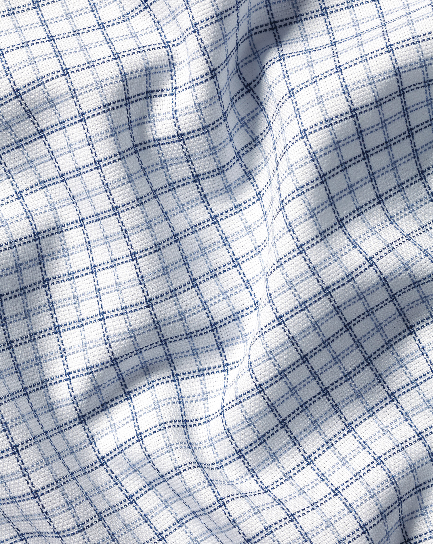 Non-Iron Royal Oxford Windowpane Check Shirt - Steel Blue