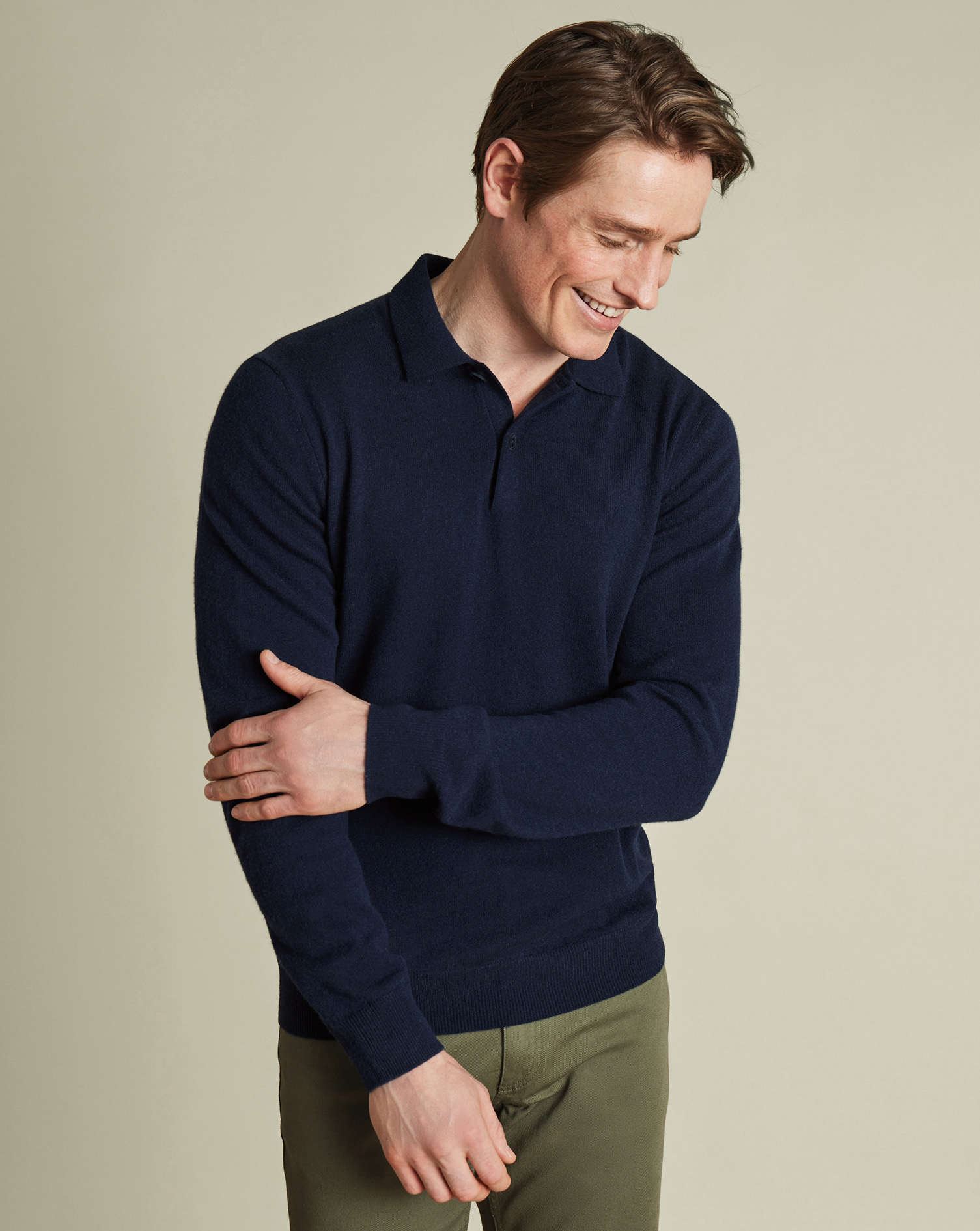 Charles Tyrwhitt Kaschmirpullover mit Polokragen - Marineblau