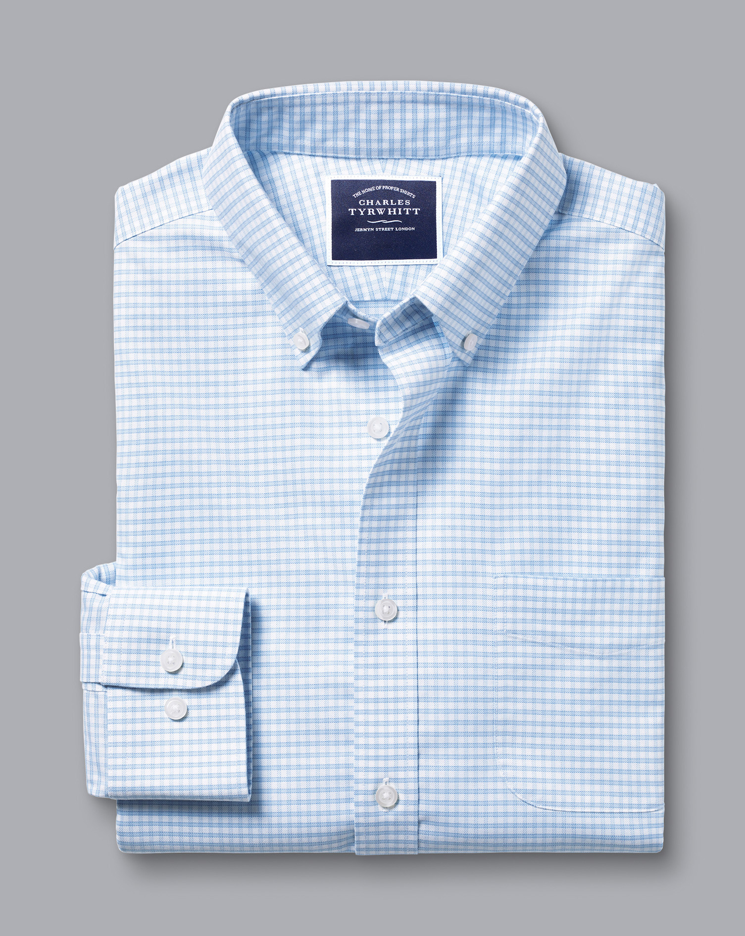 Button-Down Collar Non-Iron Stretch Oxford Shirt - Cornflower Blue