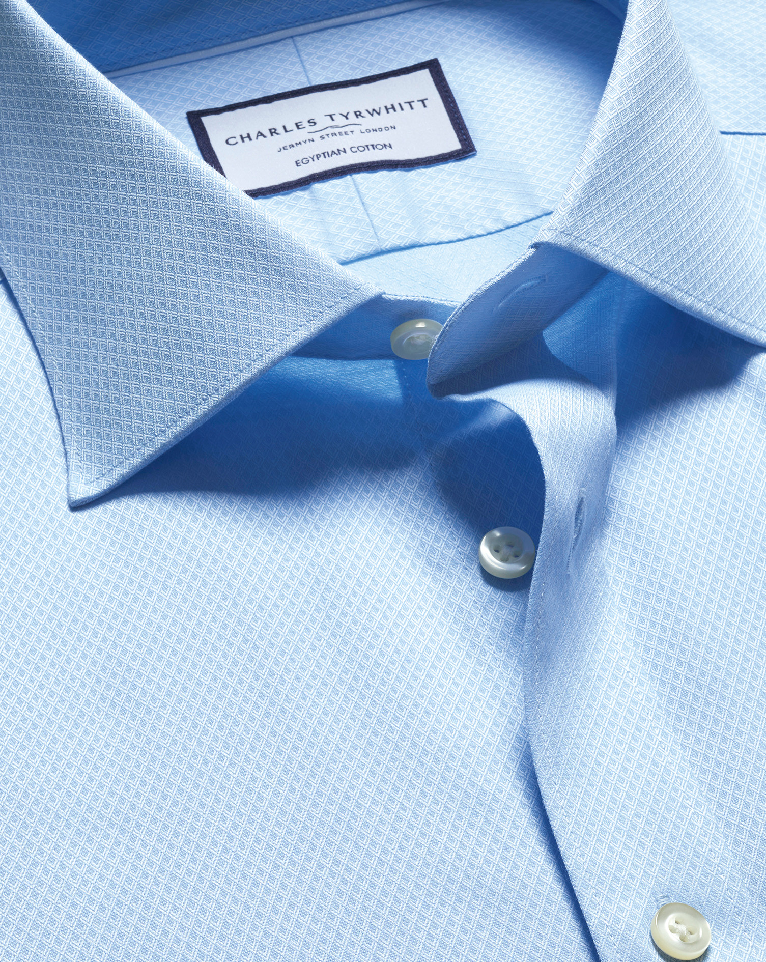 Charles Tyrwhitt Luxuriöses Hemd in Ascot-Bindung - Hellblau Knopfmanschette