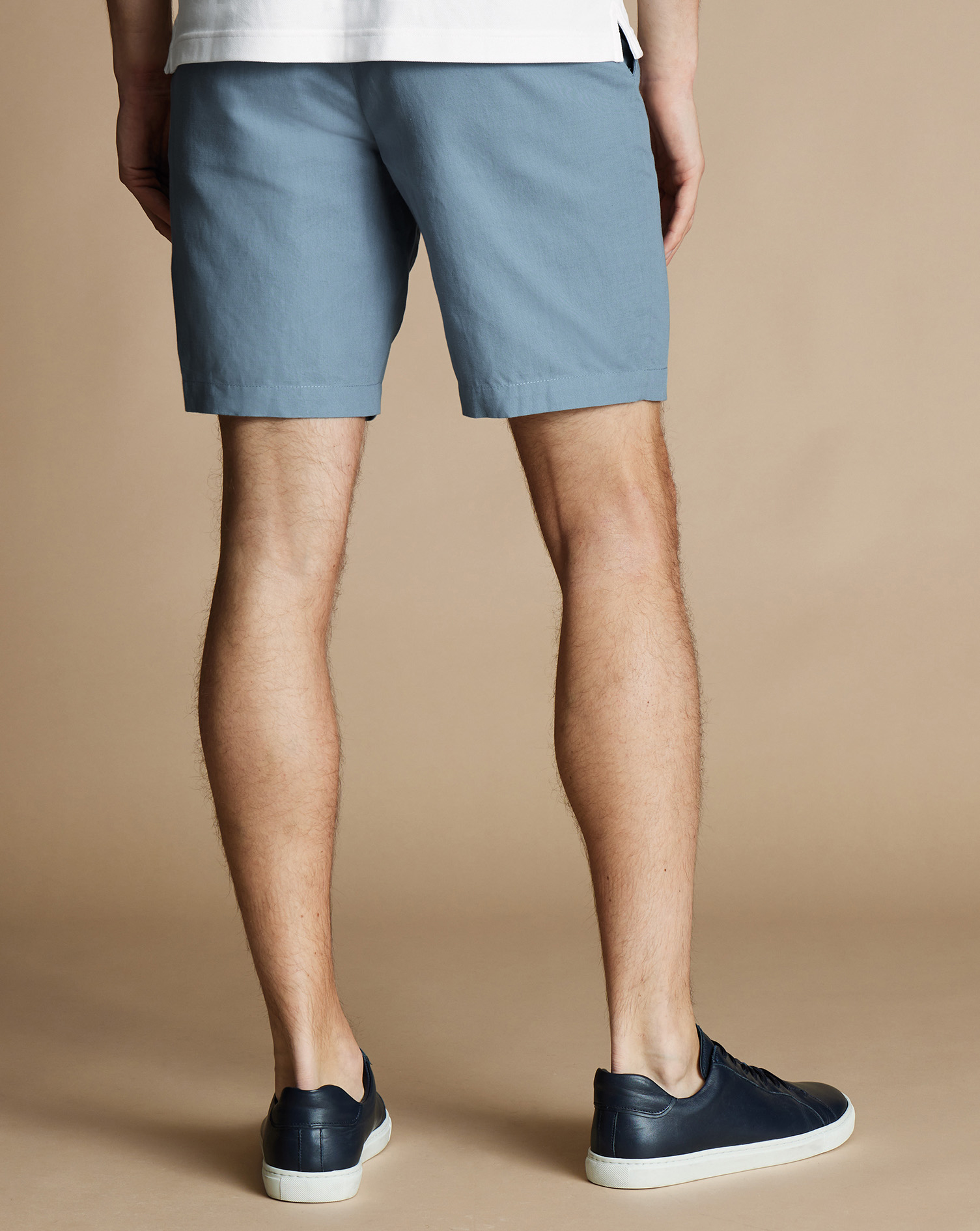 Cotton Linen Shorts - Mid Blue