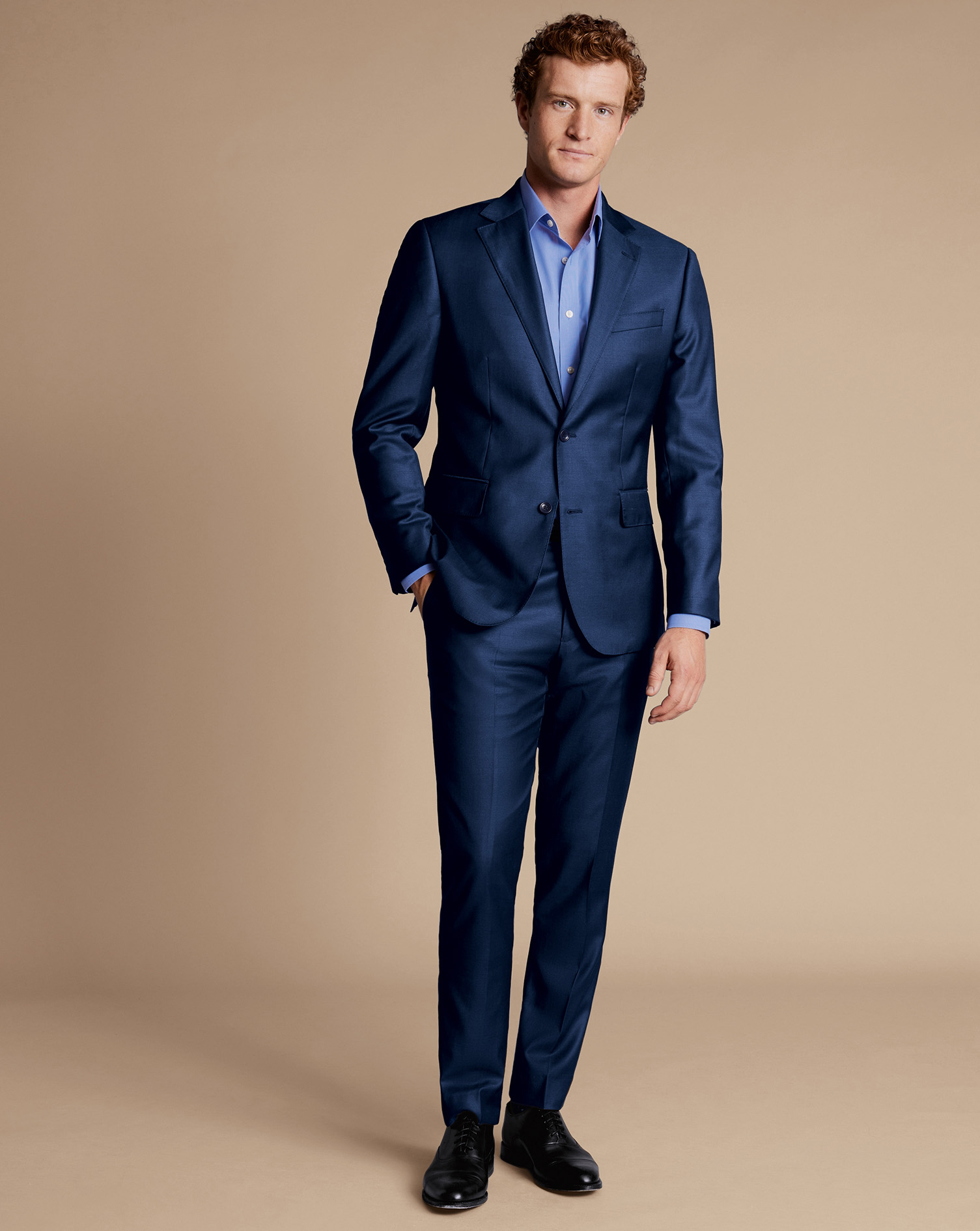 Natural Stretch Twill Suit Jacket - Mid Blue