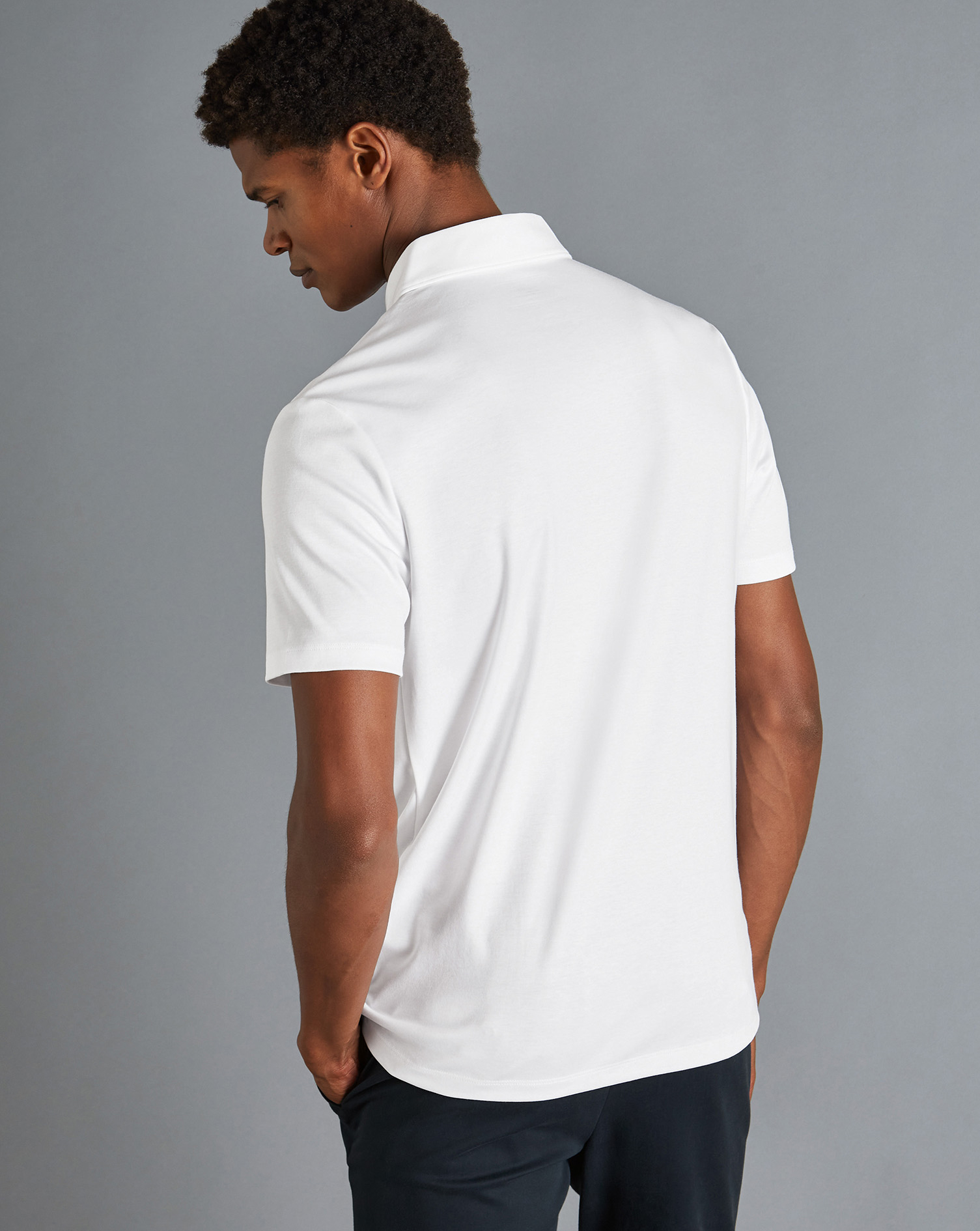 Zip-Neck Jersey Polo - White