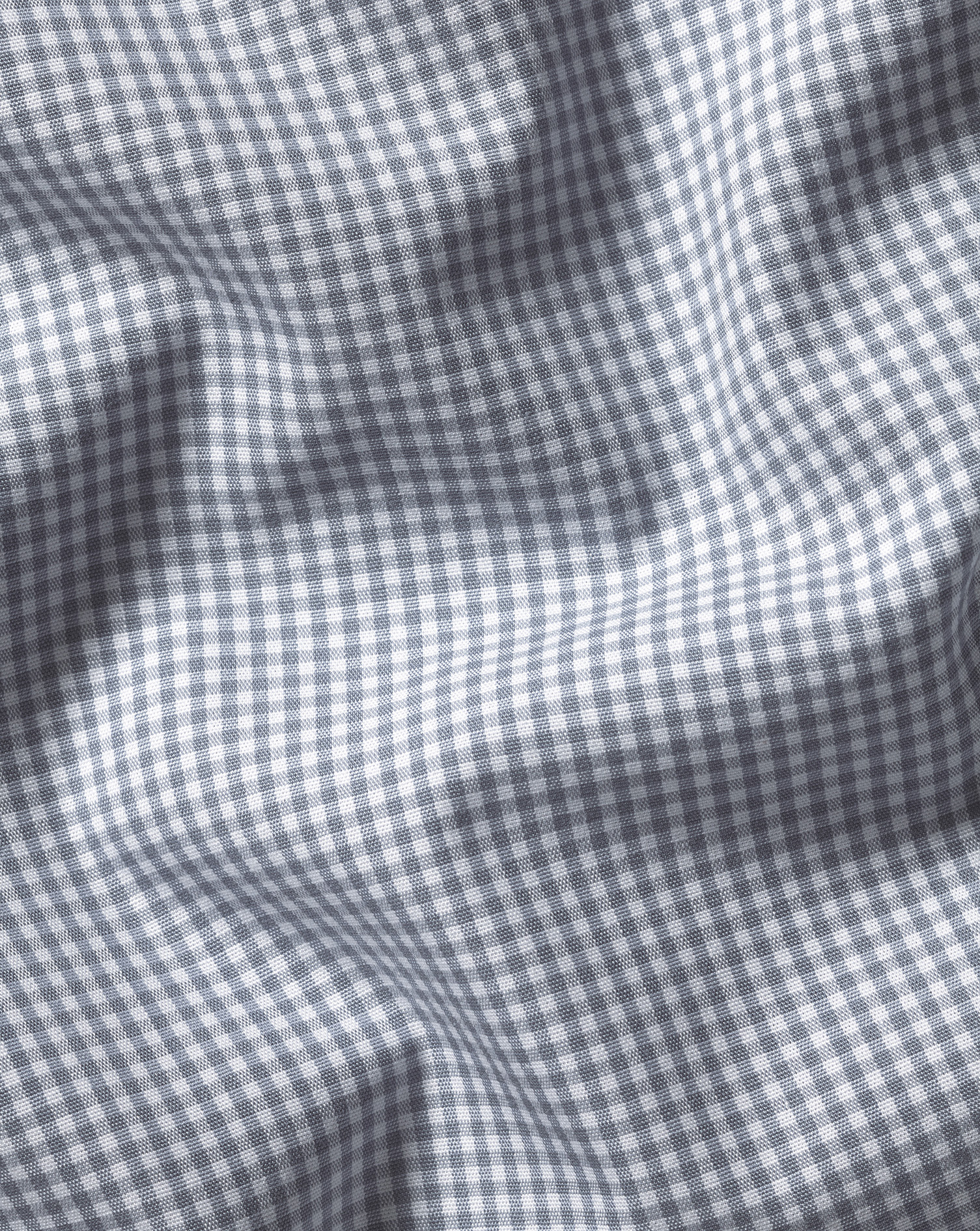 Cutaway Collar Non-Iron Poplin Mini Gingham Check Shirt - Light Grey