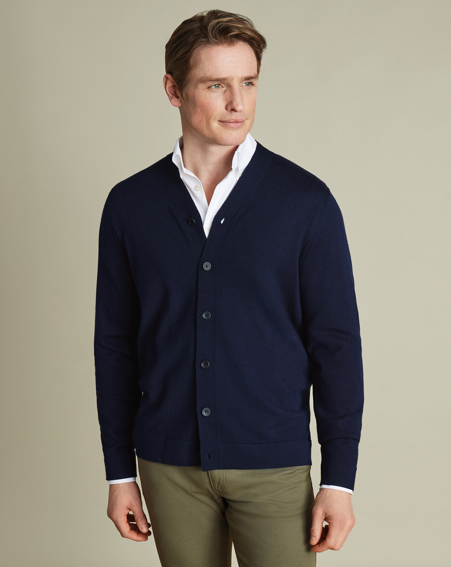 Charles Tyrwhitt Merino-Strickjacke - Marineblau