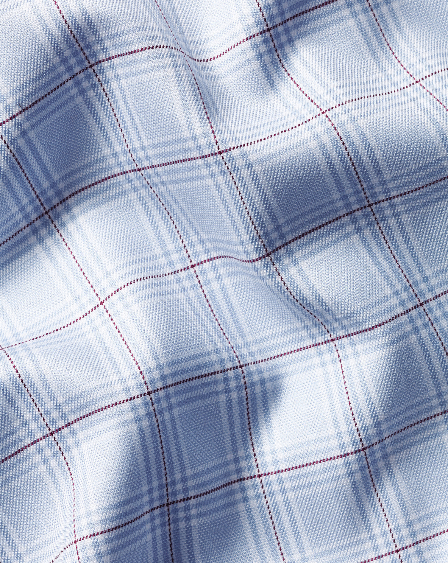 Semi-Cutaway Egyptian Cotton Prince Of Wales Check Shirt - Sky Blue