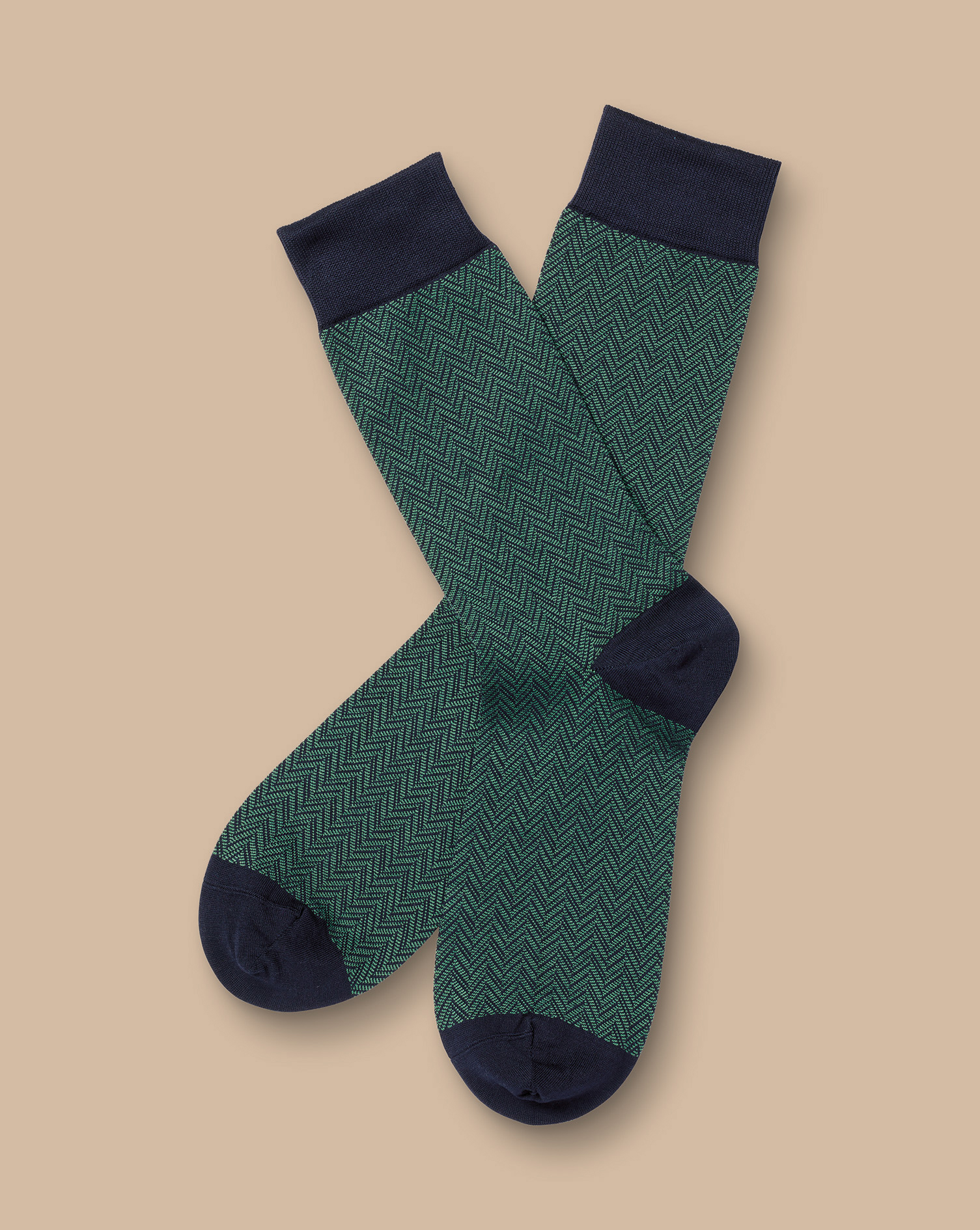 Chevron Socks - Green & Navy