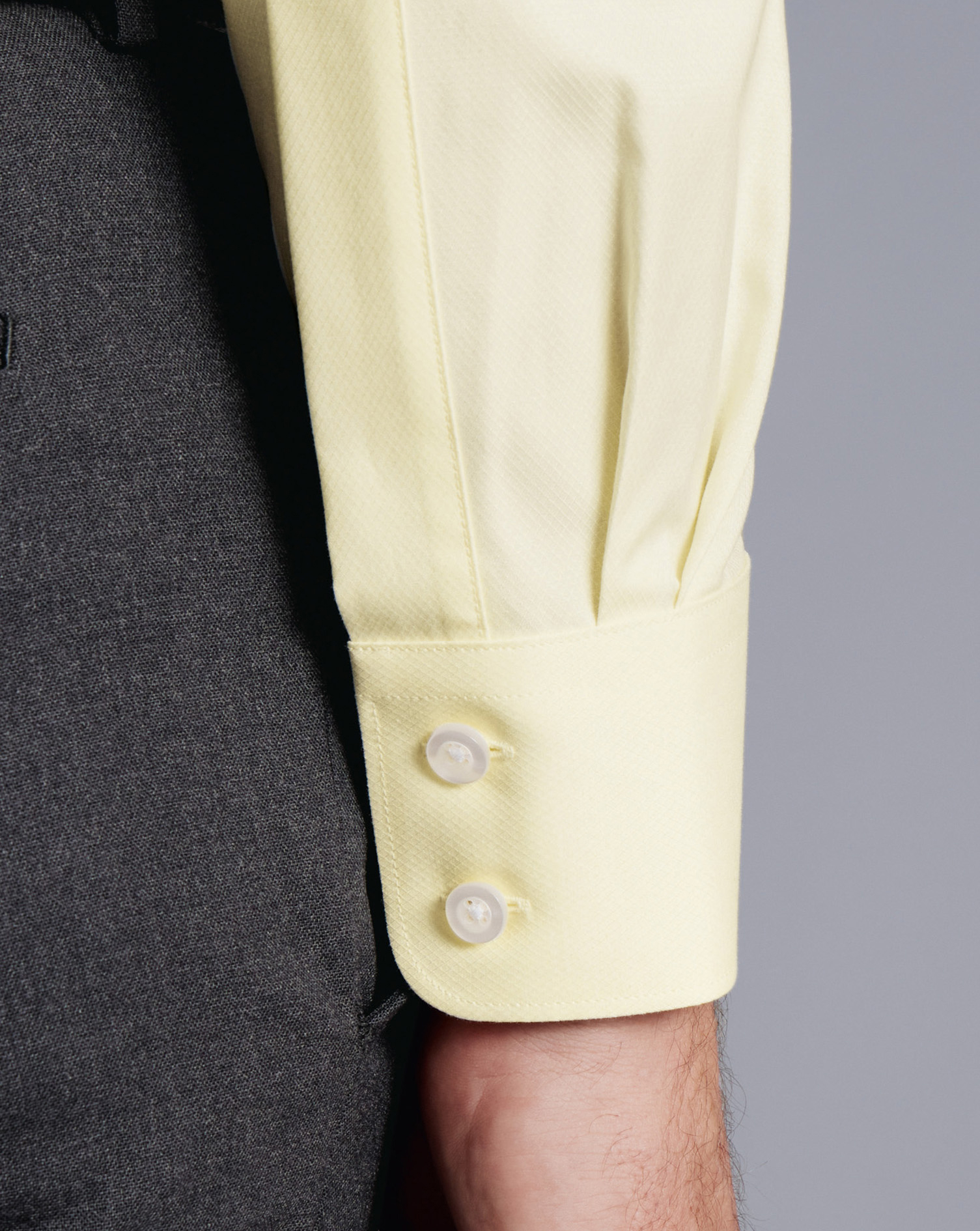 Semi-Cutaway Collar Egyptian Cotton Berkshire Weave Shirt - Lemon