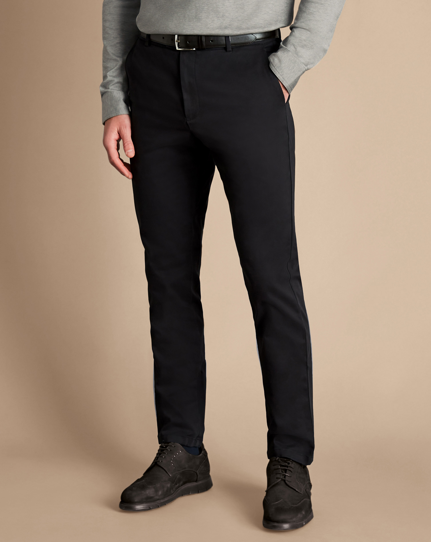 Charles Tyrwhitt Ultimate Non-iron Cotton Chino Pants In Black