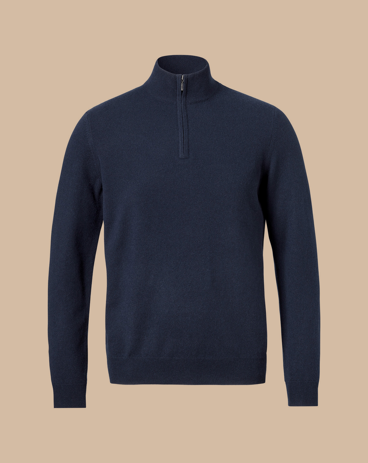 Cashmere Zip Neck Jumper - Navy