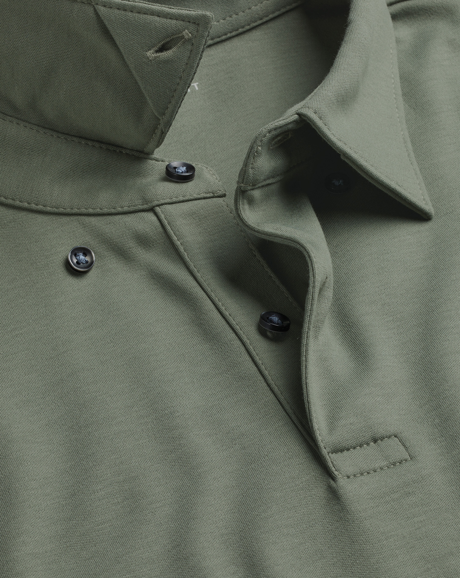 Long Sleeve Smart Jersey Polo - Sage Green