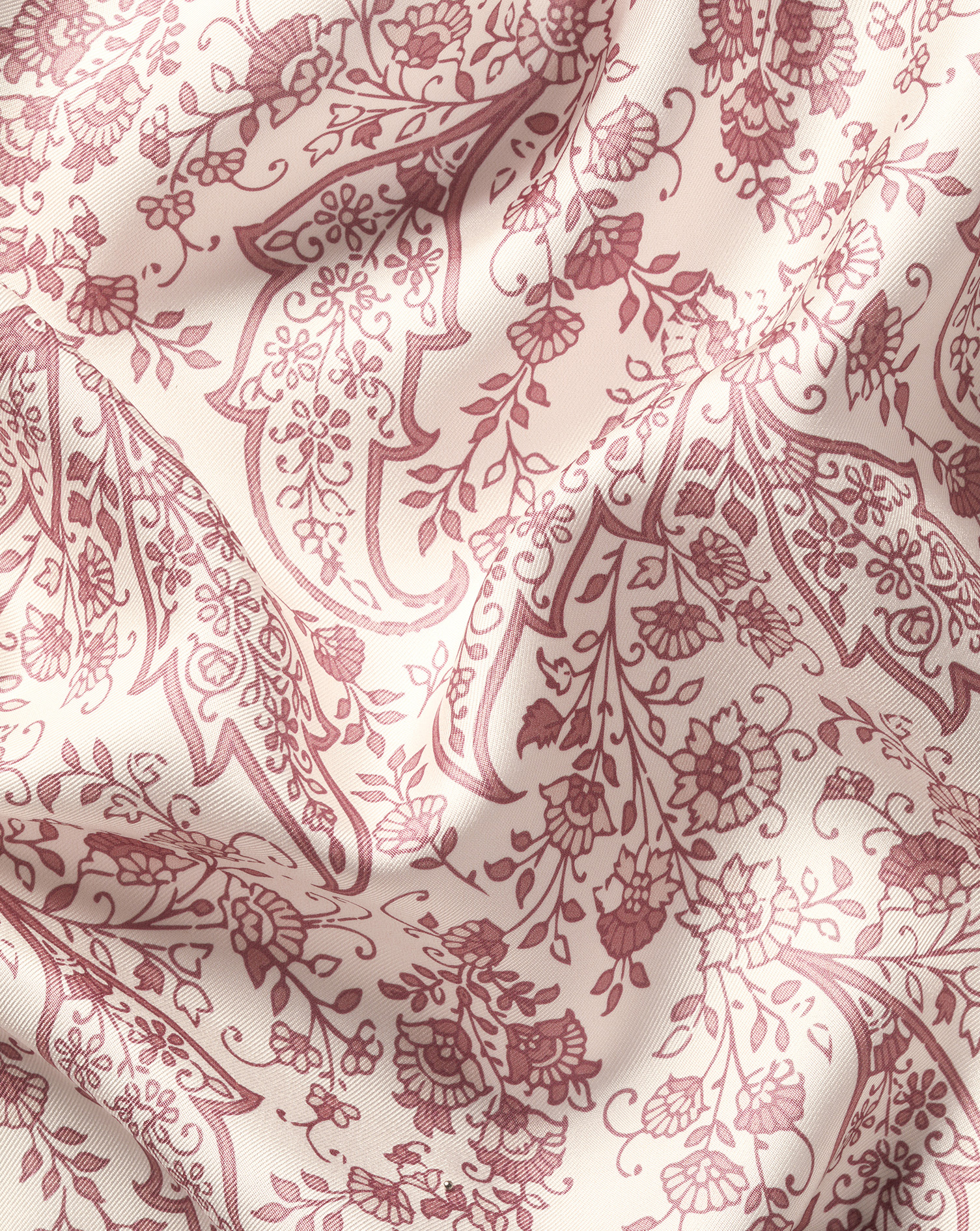 Paisley Print Silk Pocket Square - Light Pink