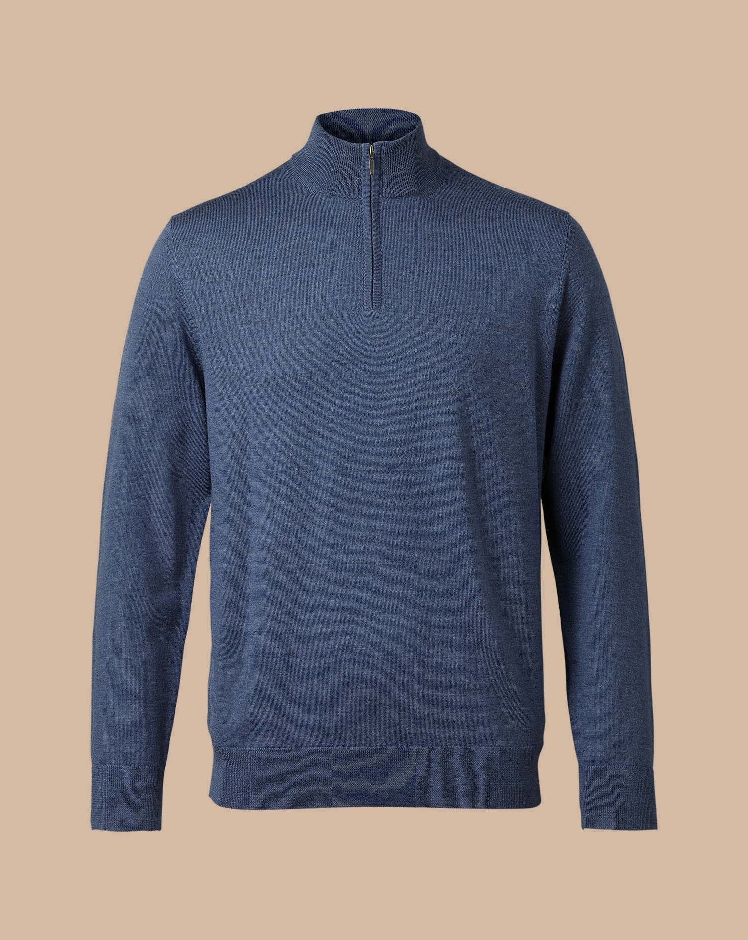 Merino Zip Neck Jumper - Indigo Melange