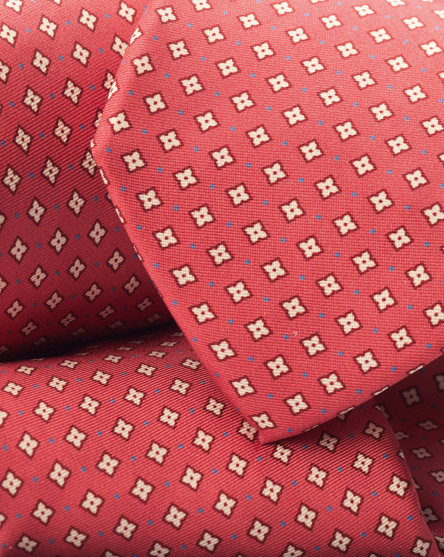 Mini Medallion Print Silk Tie - Coral Pink