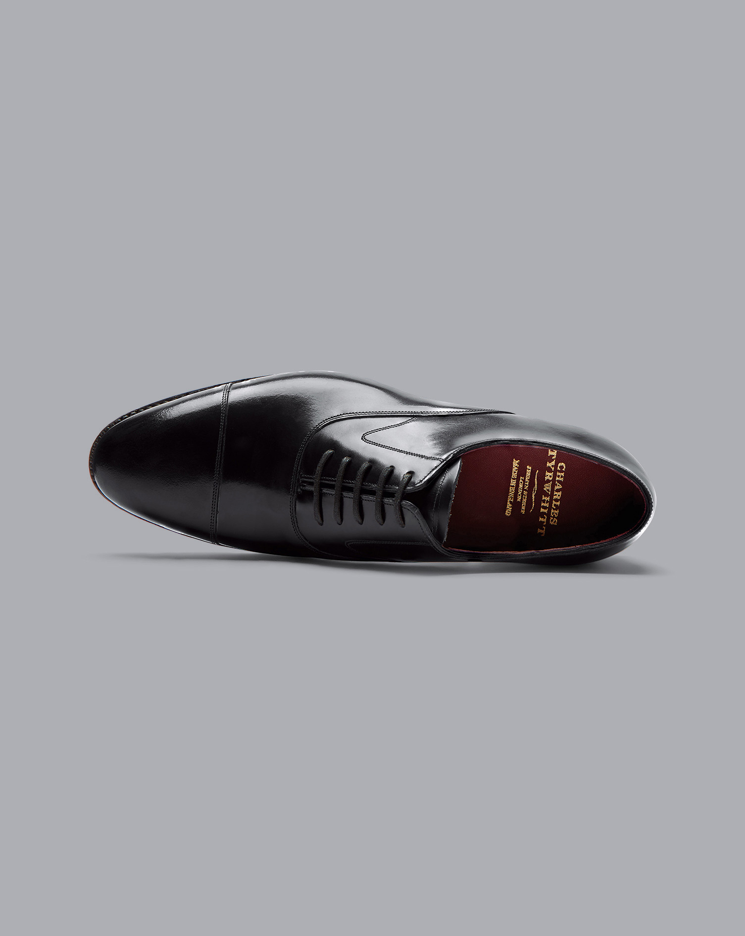 Made in England High-Shine Leather Oxford Shoes - Black