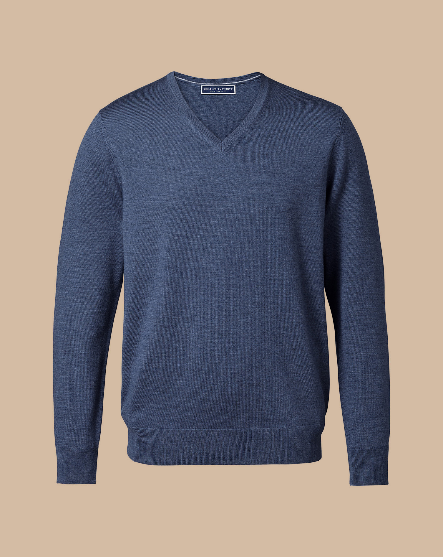 Merino V-Neck Jumper - Indigo Melange