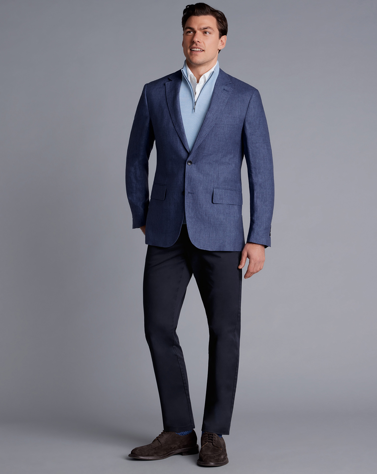 Linen Jacket - Ocean Blue