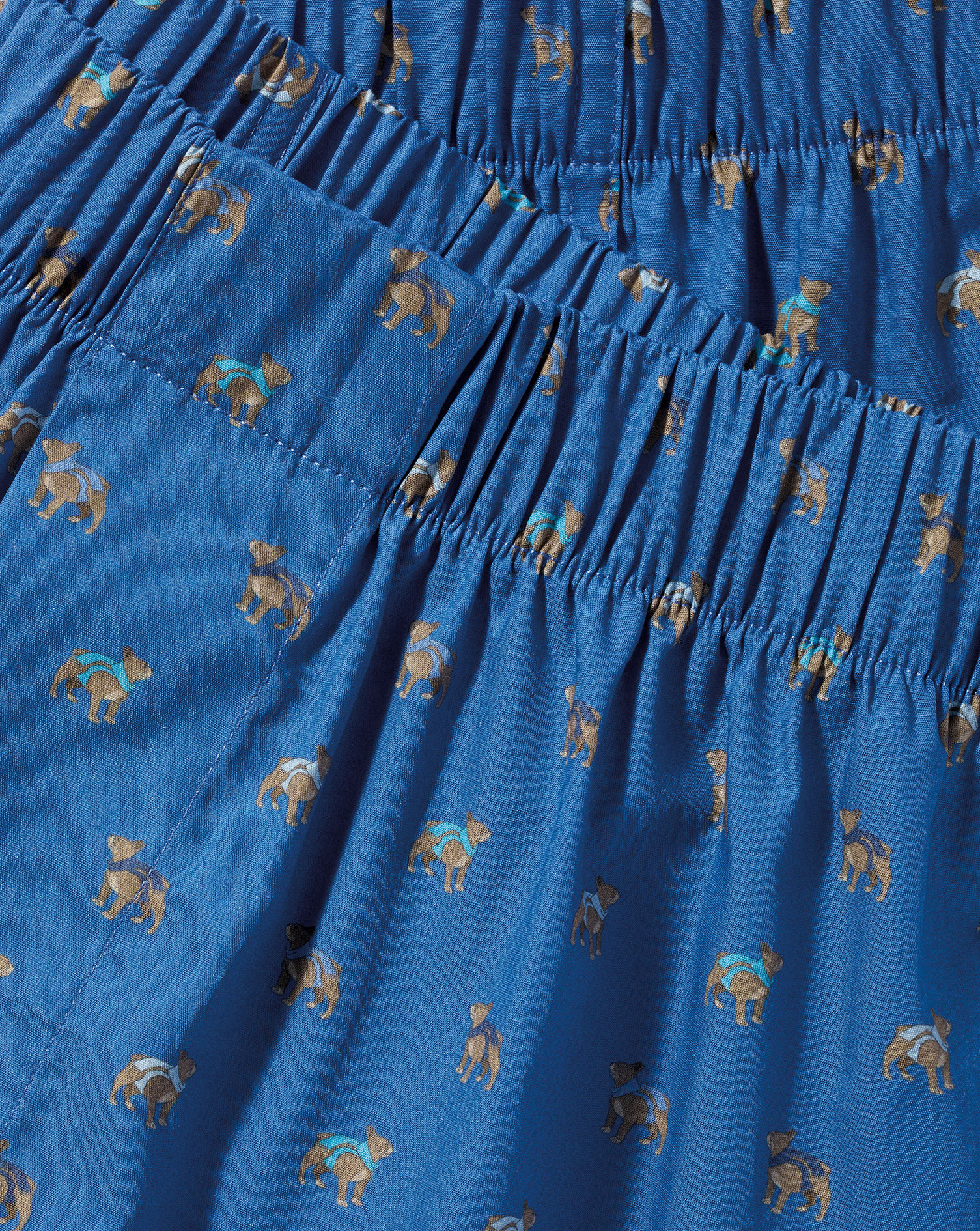 Dog Print Woven Boxers - Cobalt Blue