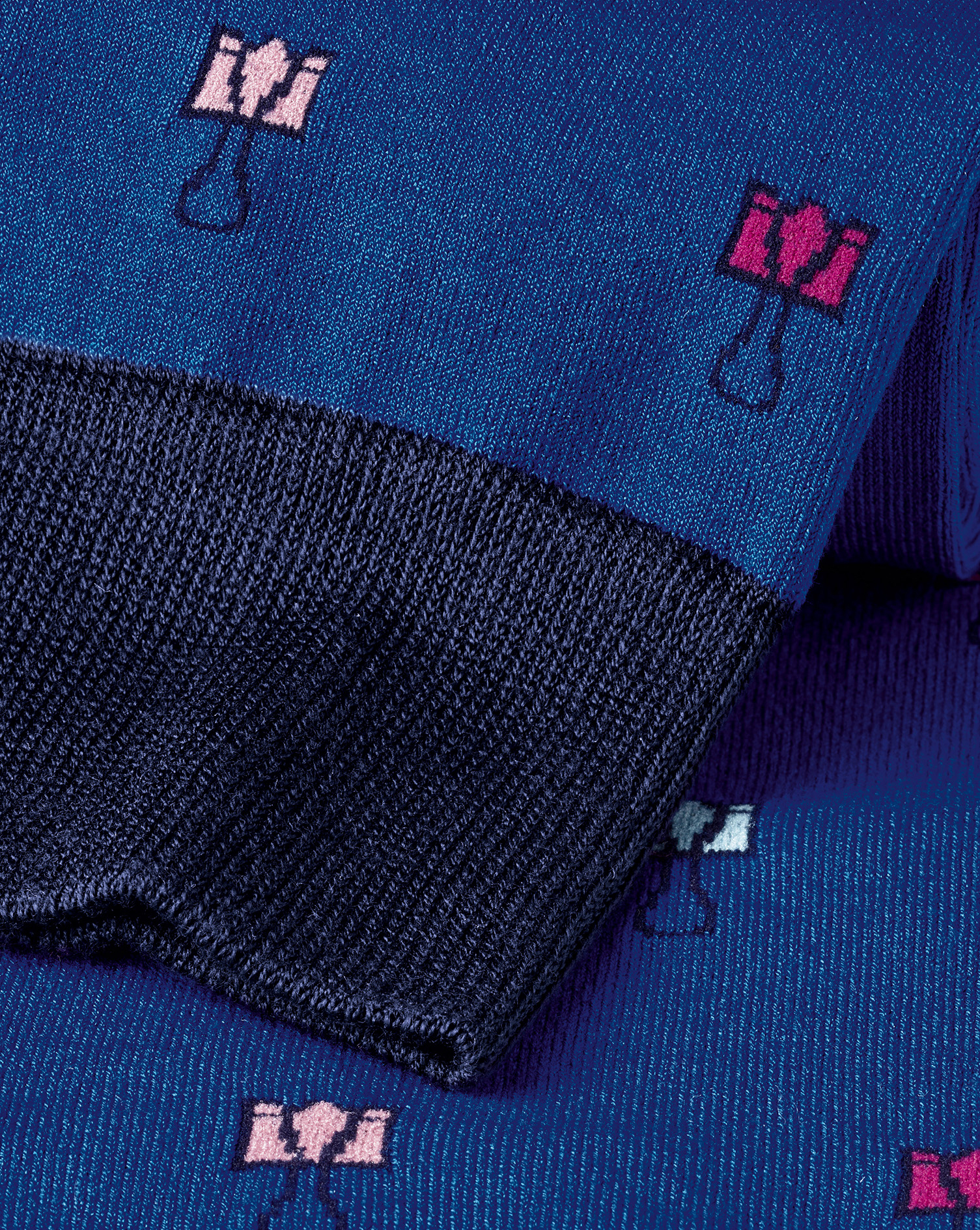 Bulldog Clip Motif Socks - Cobalt Blue