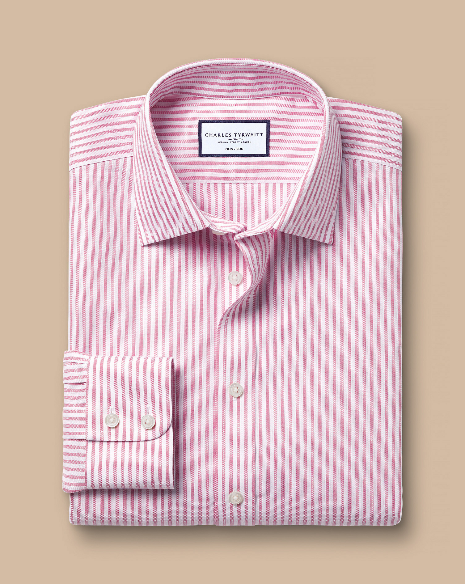 Non-Iron Royal Oxford Butcher Stripe Shirt - Pink