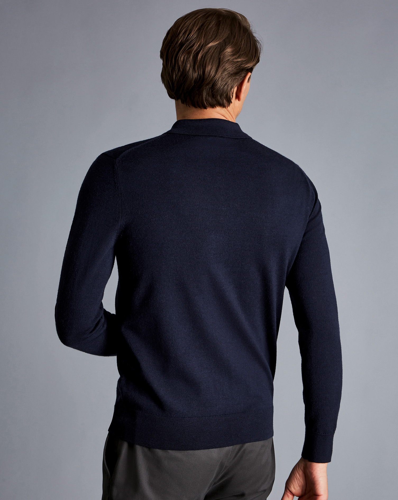 Merino Polo Jumper - Navy