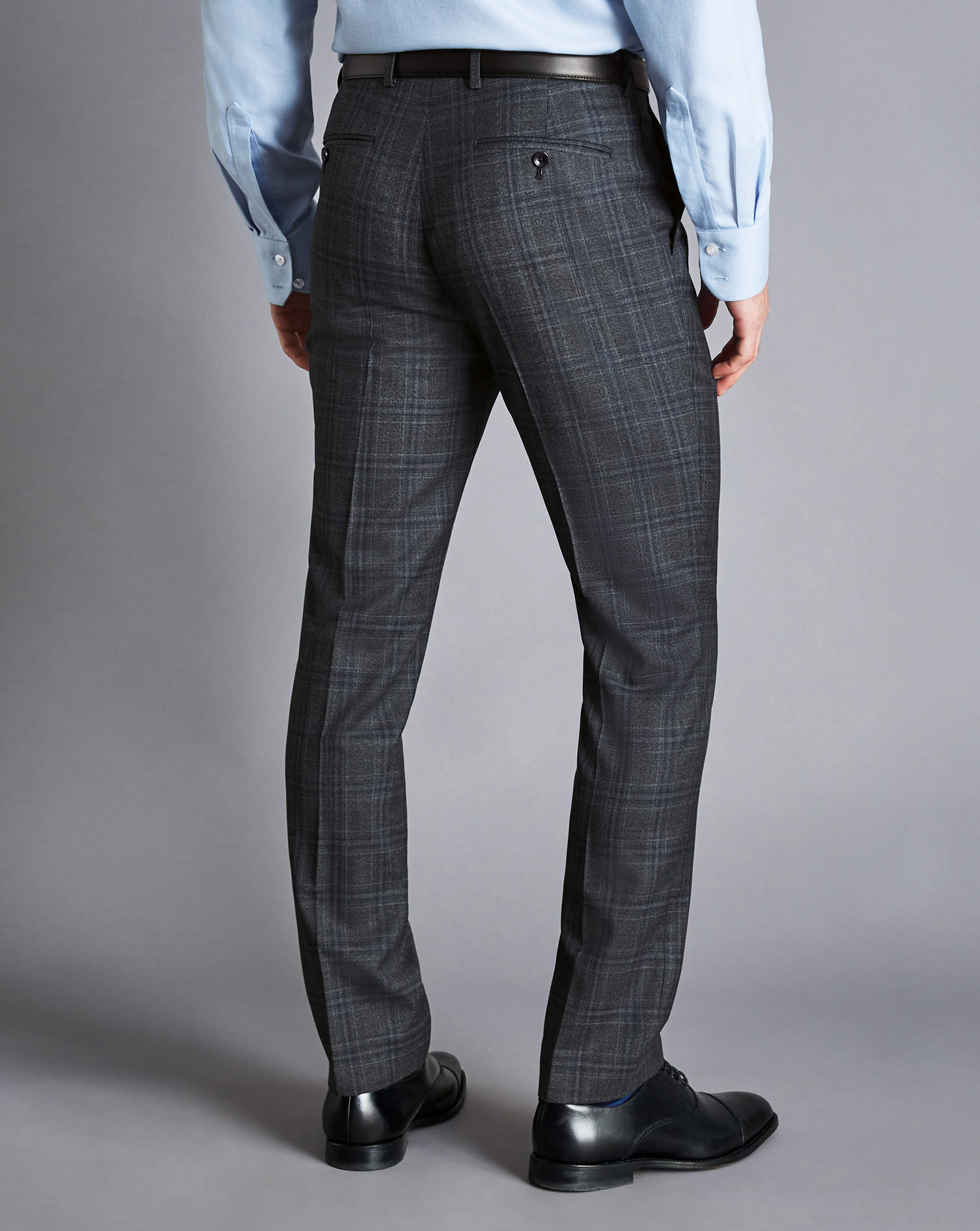 Ultimate Performance Prince of Wales Check Suit Trousers - Steel Blue