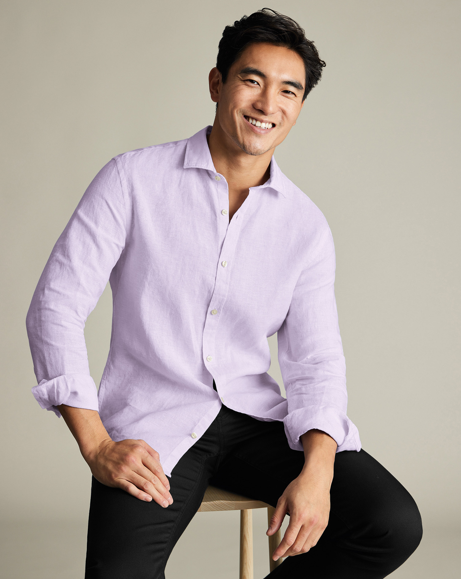 Pure Linen Shirt - Lilac Purple