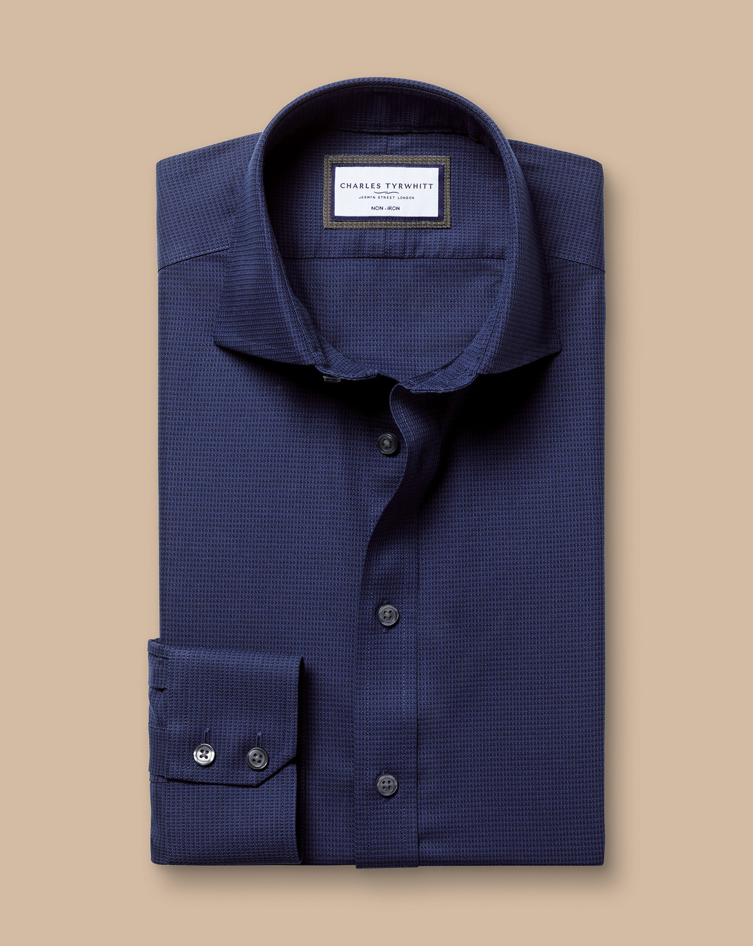 Cutaway Collar Non-Iron Stretch Kensington Weave Shirt - French Blue