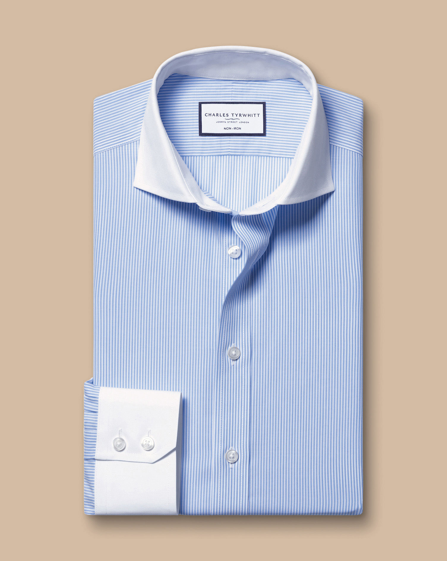 Cutaway Collar Non-Iron Stripe Winchester Shirt - Sky