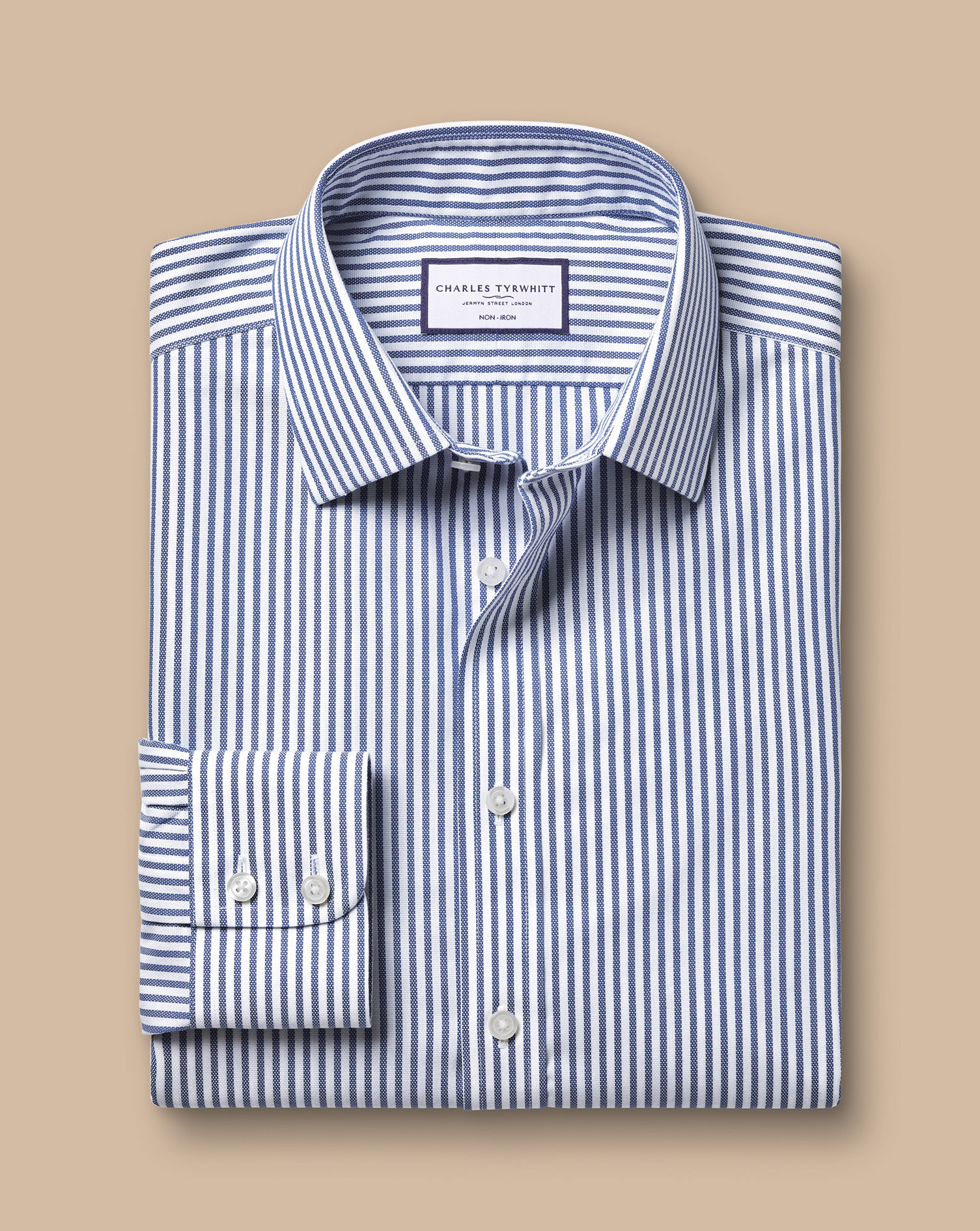 Non-Iron Royal Oxford Butcher Stripe Shirt - Royal Blue