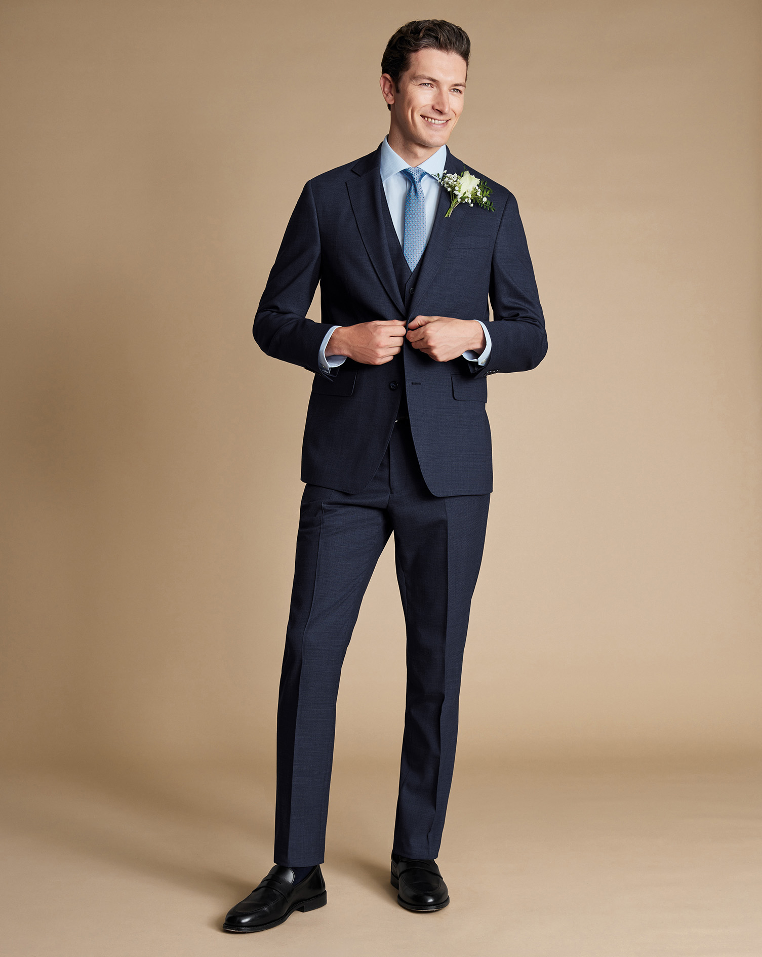 Micro Check Suit - Steel Blue