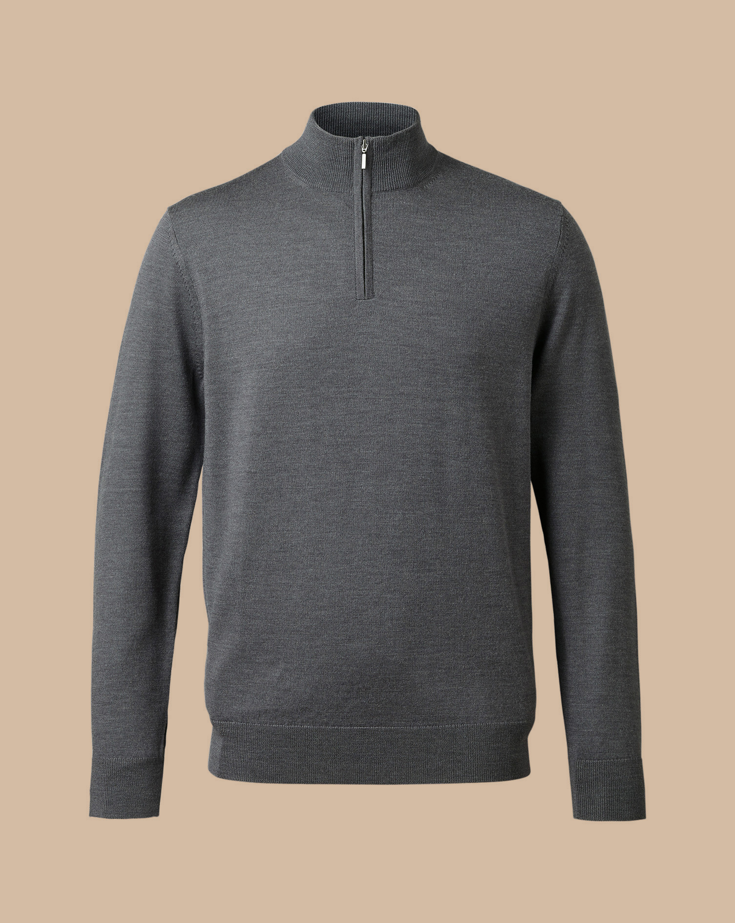 Merino Zip Neck Jumper - Grey