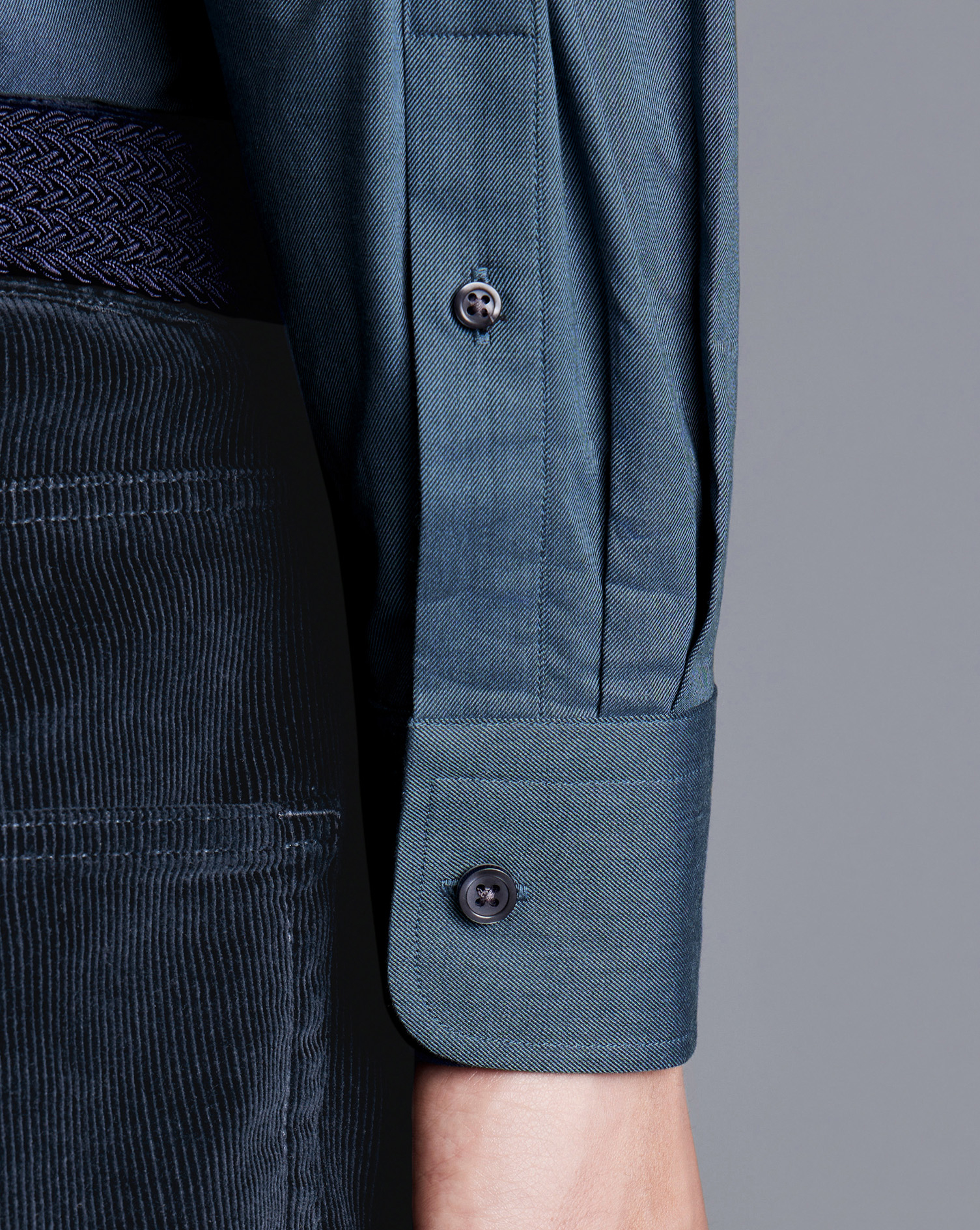 Button-Down Collar Brushed Cotton Twill  Shirt - Petrol Blue