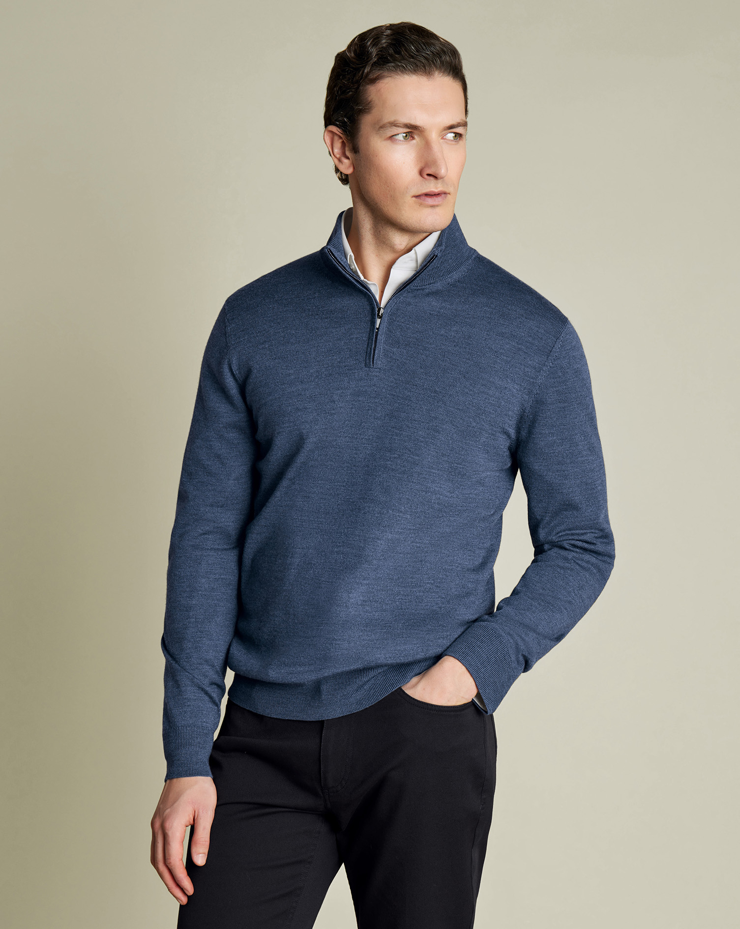 Charles Tyrwhitt Troyer aus Merino - Indigoblau meliert