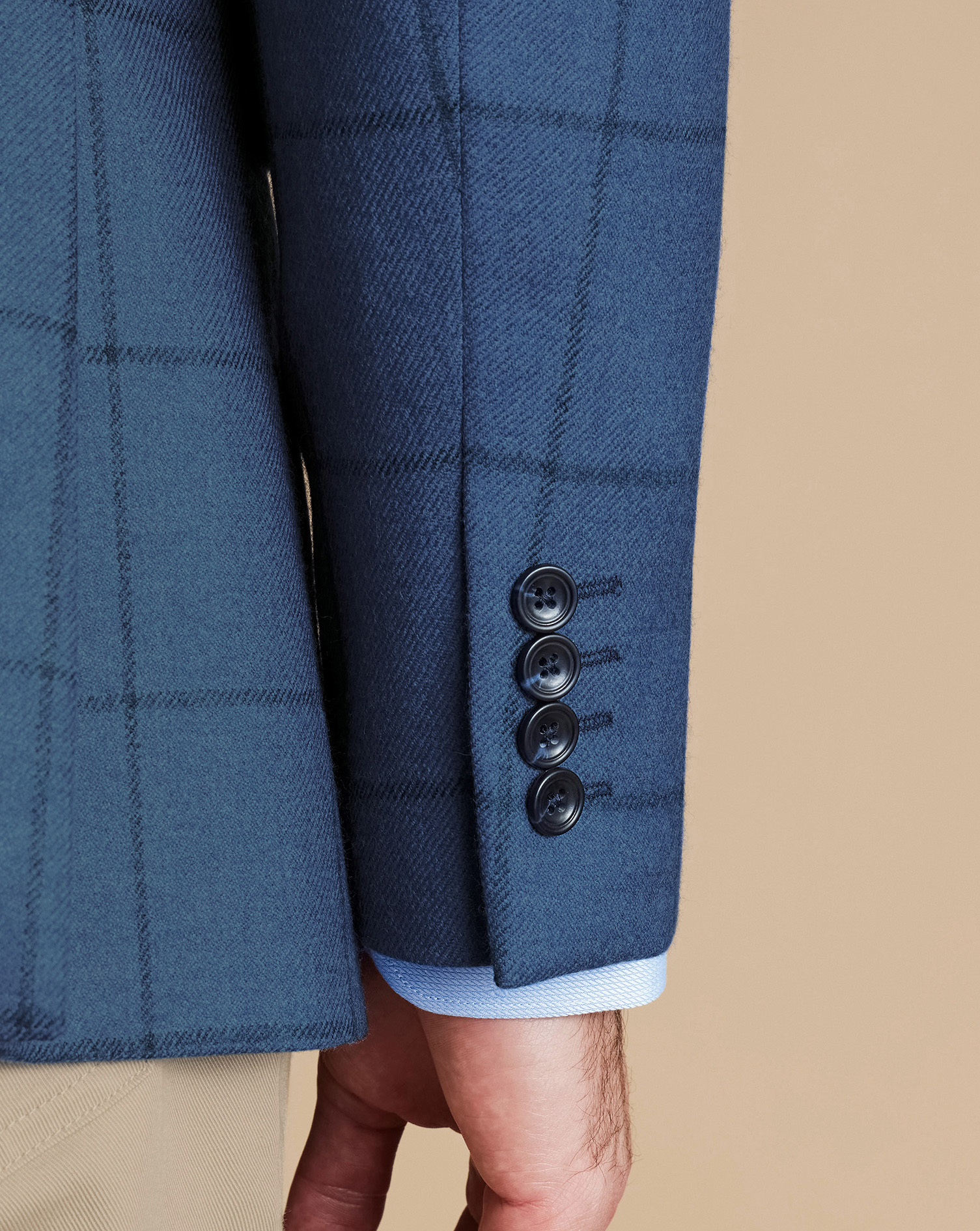 Windowpane Wool Texture Jacket - Indigo Blue