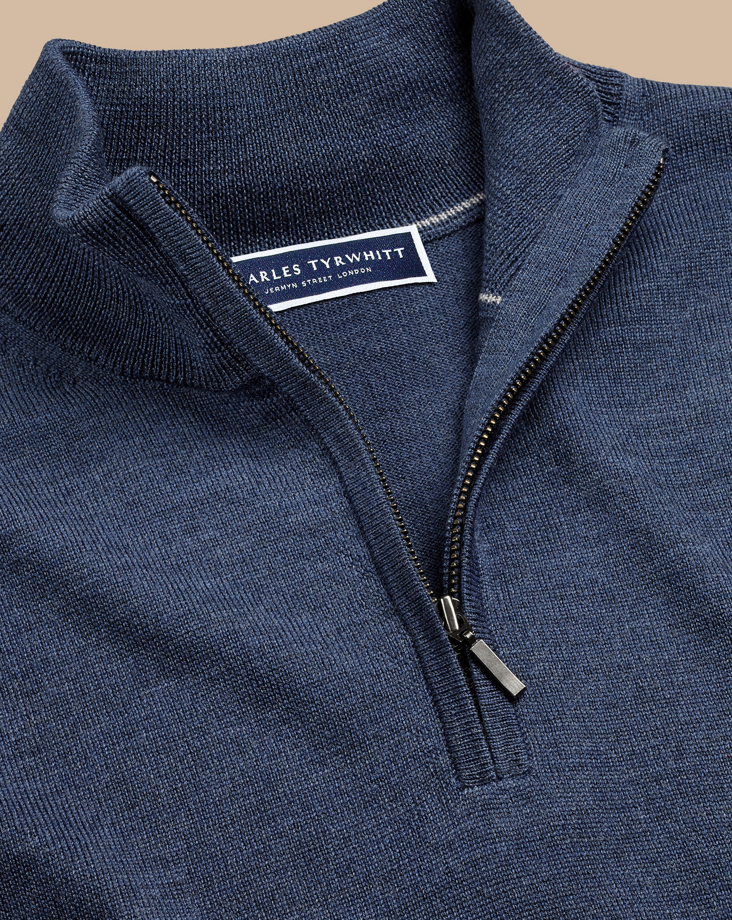 Merino Zip Neck Jumper - Indigo Melange