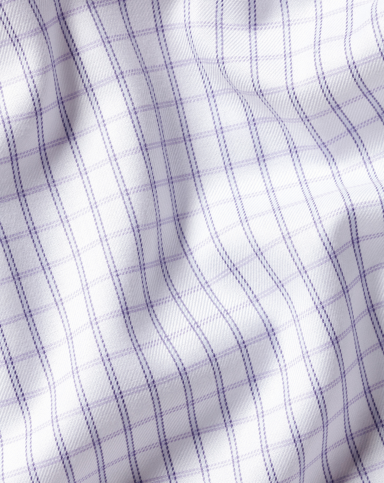 Cutaway Collar Non-Iron Twill Fine Check Shirt - Lilac Purple