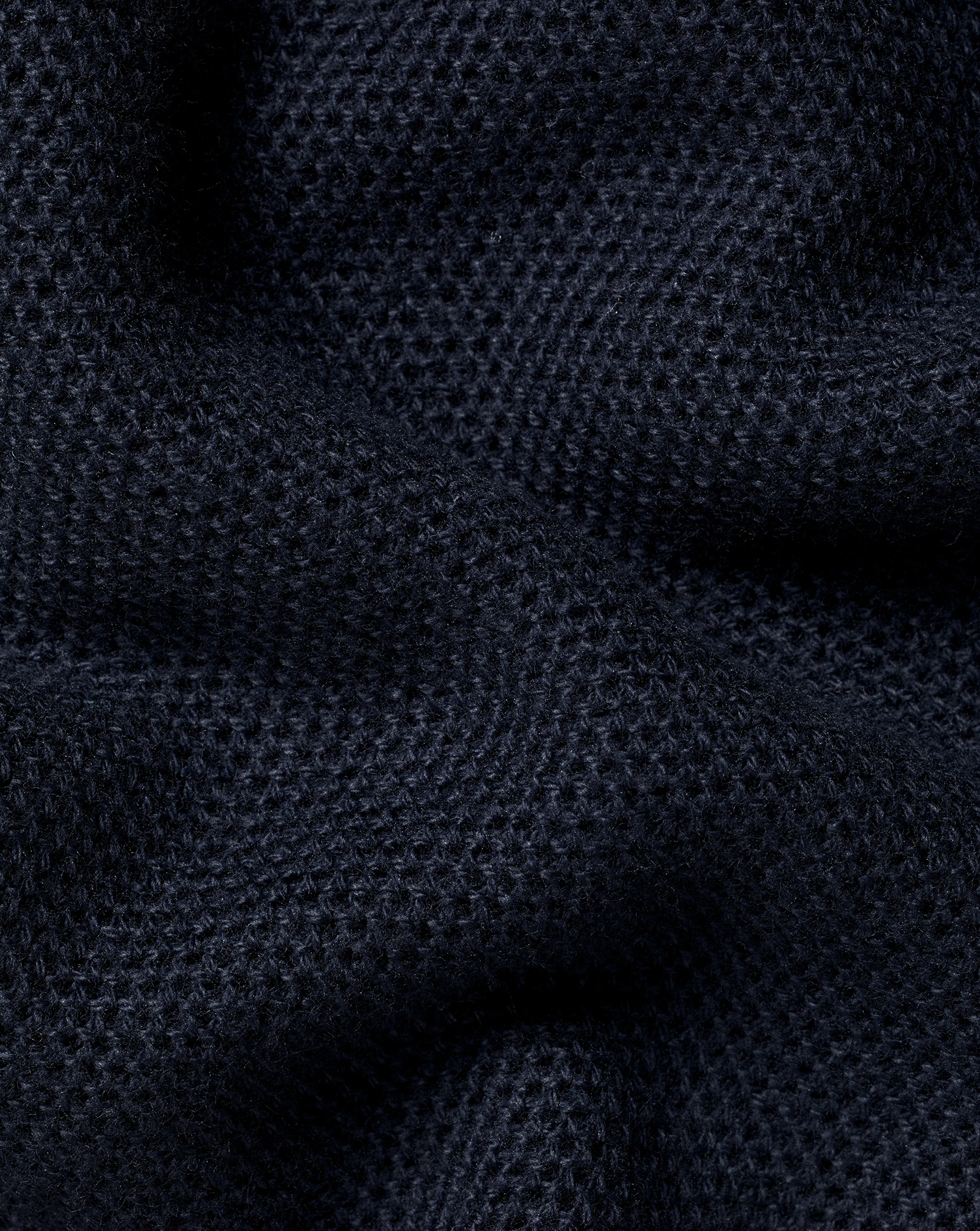 Honeycomb Cotton Zip Neck Jumper - Dark Navy