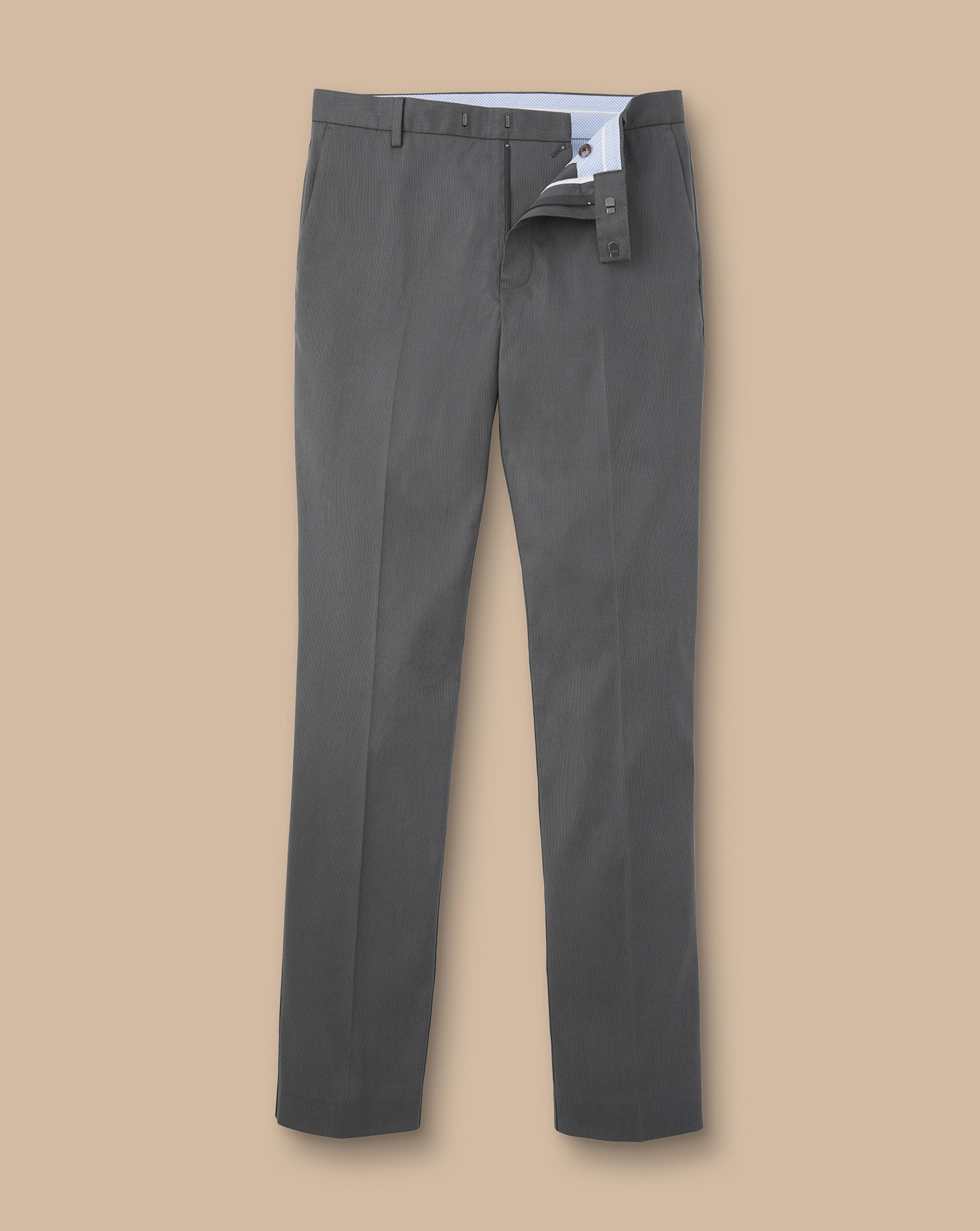 Smart Stretch Texture Trousers - Charcoal Grey