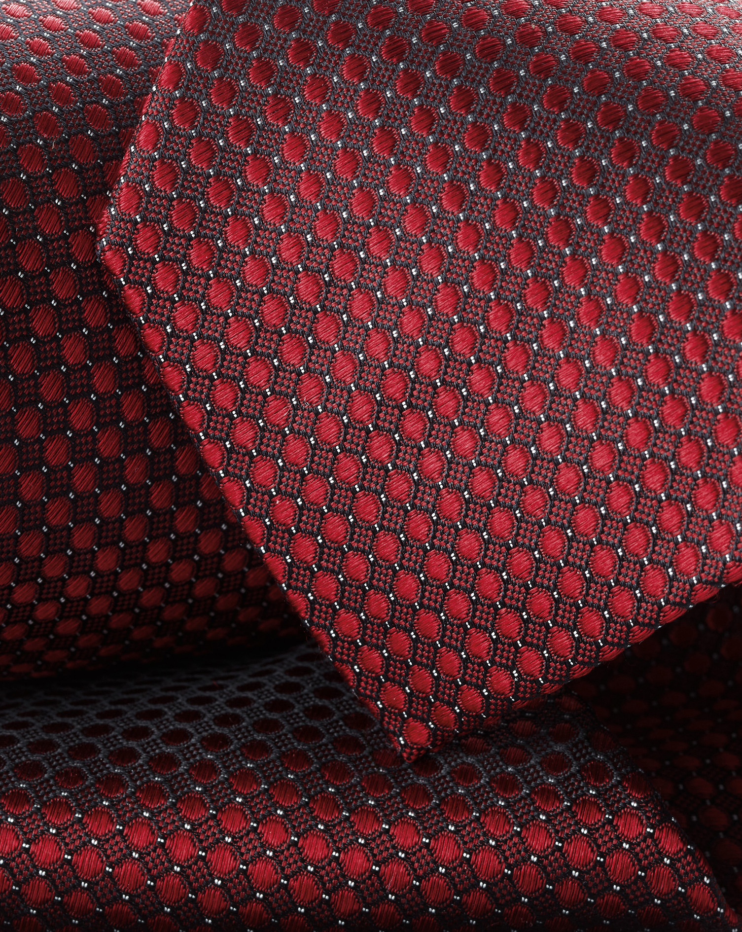 Semi Plain Silk Pattern Tie - Dark Red