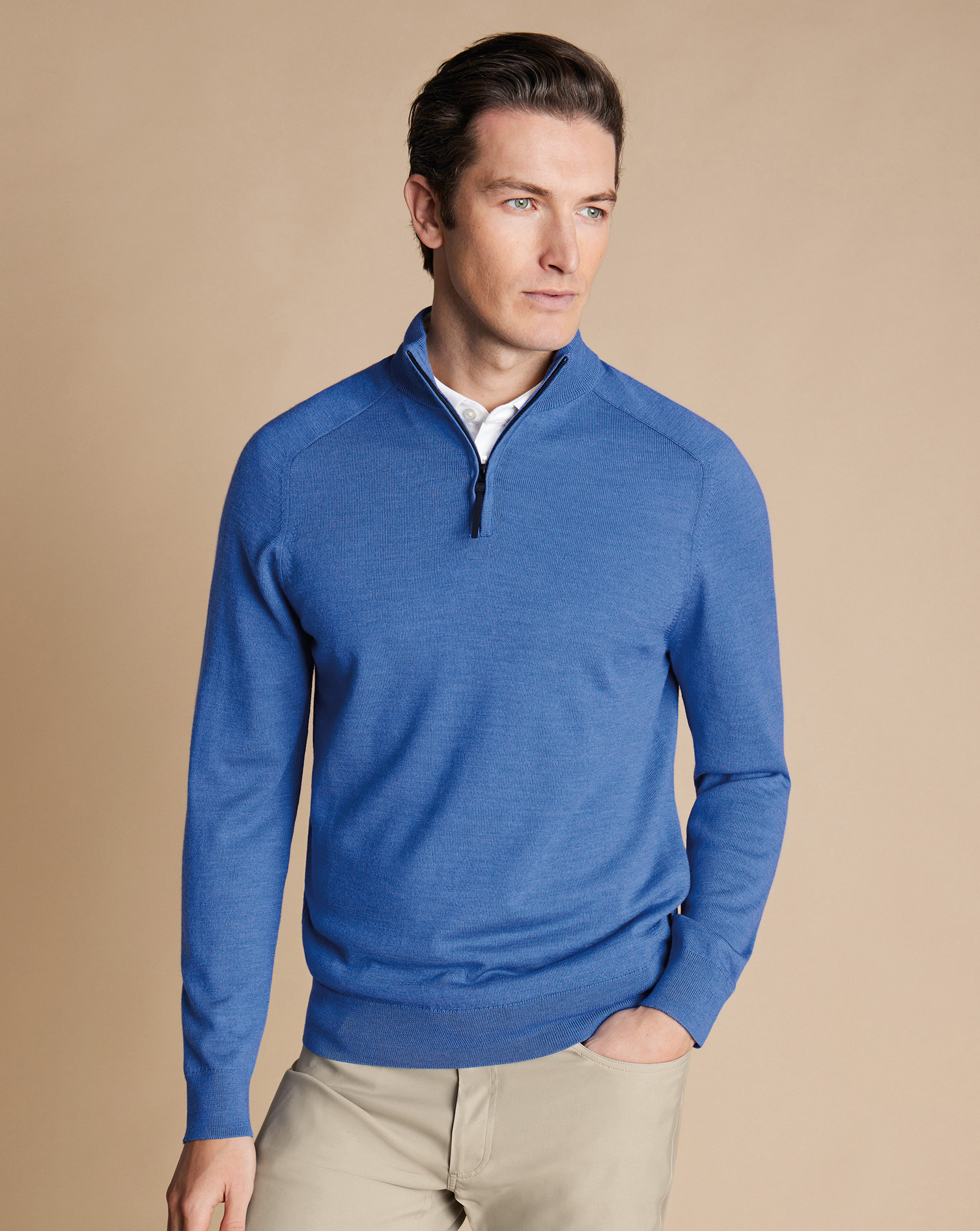 Charles Tyrwhitt Performance Troyer aus Merino - Kornblumenblau