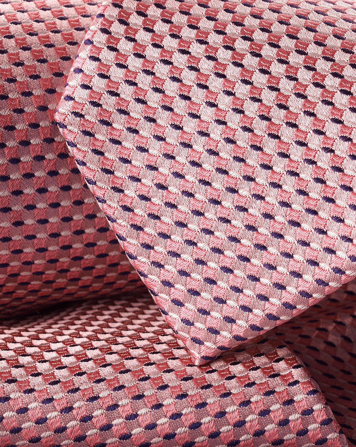 Semi Plain Silk Pattern Tie - Light Pink